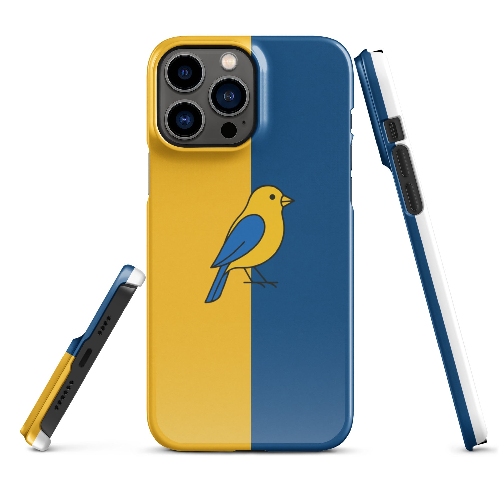 Cover iPhone Resistente – Compatibile con Ricarica Wireless – Design Uccellino Giallo Blu-Biiply