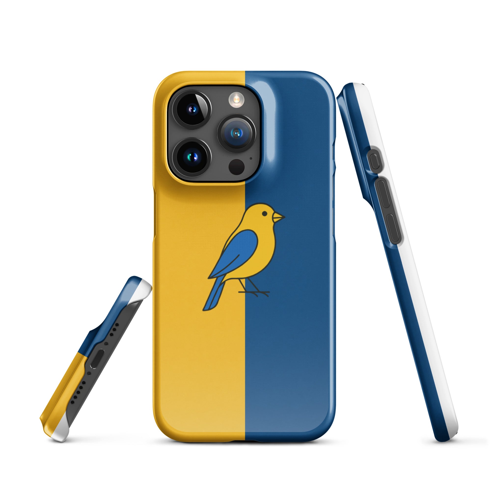 Cover iPhone Resistente – Compatibile con Ricarica Wireless – Design Uccellino Giallo Blu-Biiply