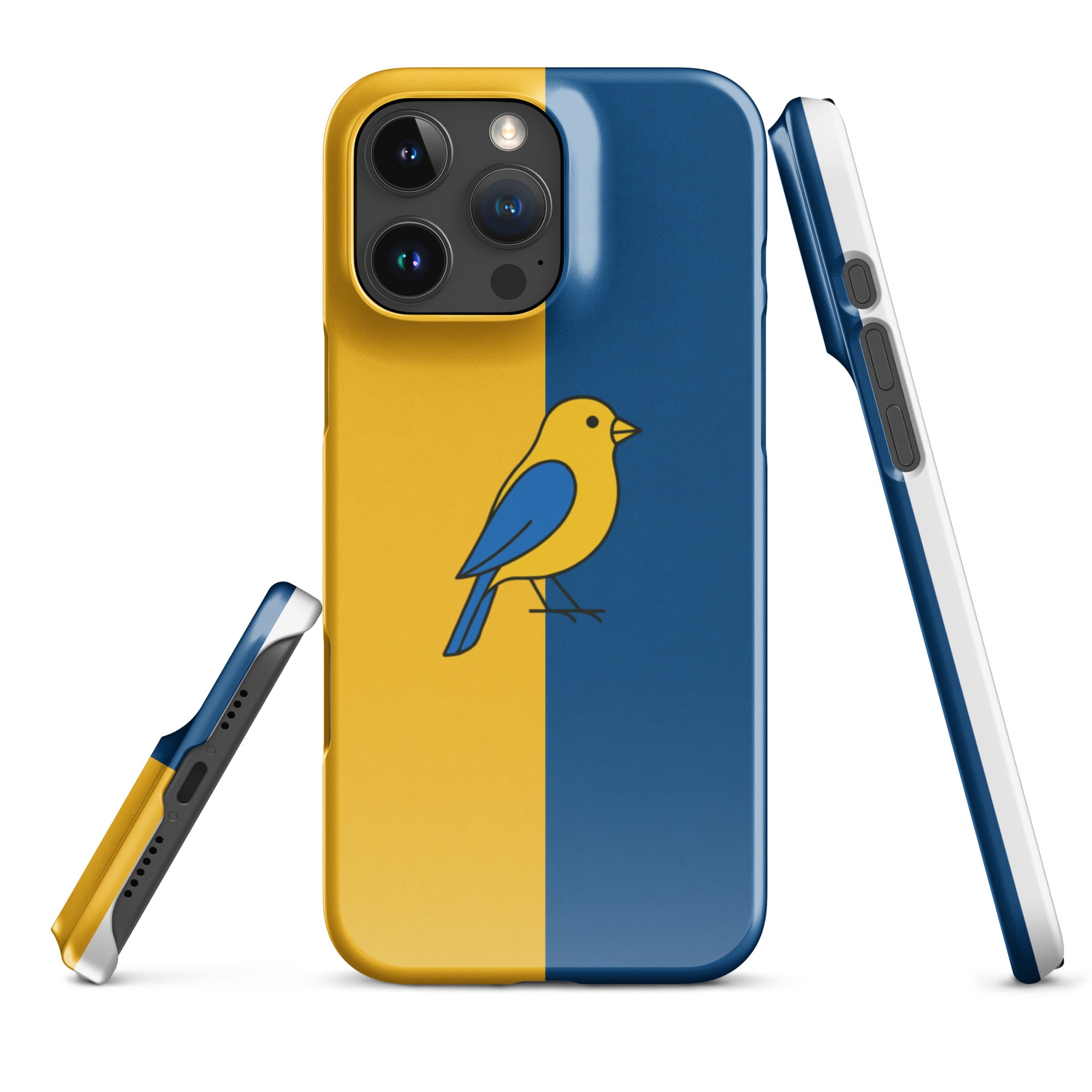 Cover iPhone Resistente – Compatibile con Ricarica Wireless – Design Uccellino Giallo Blu-Biiply