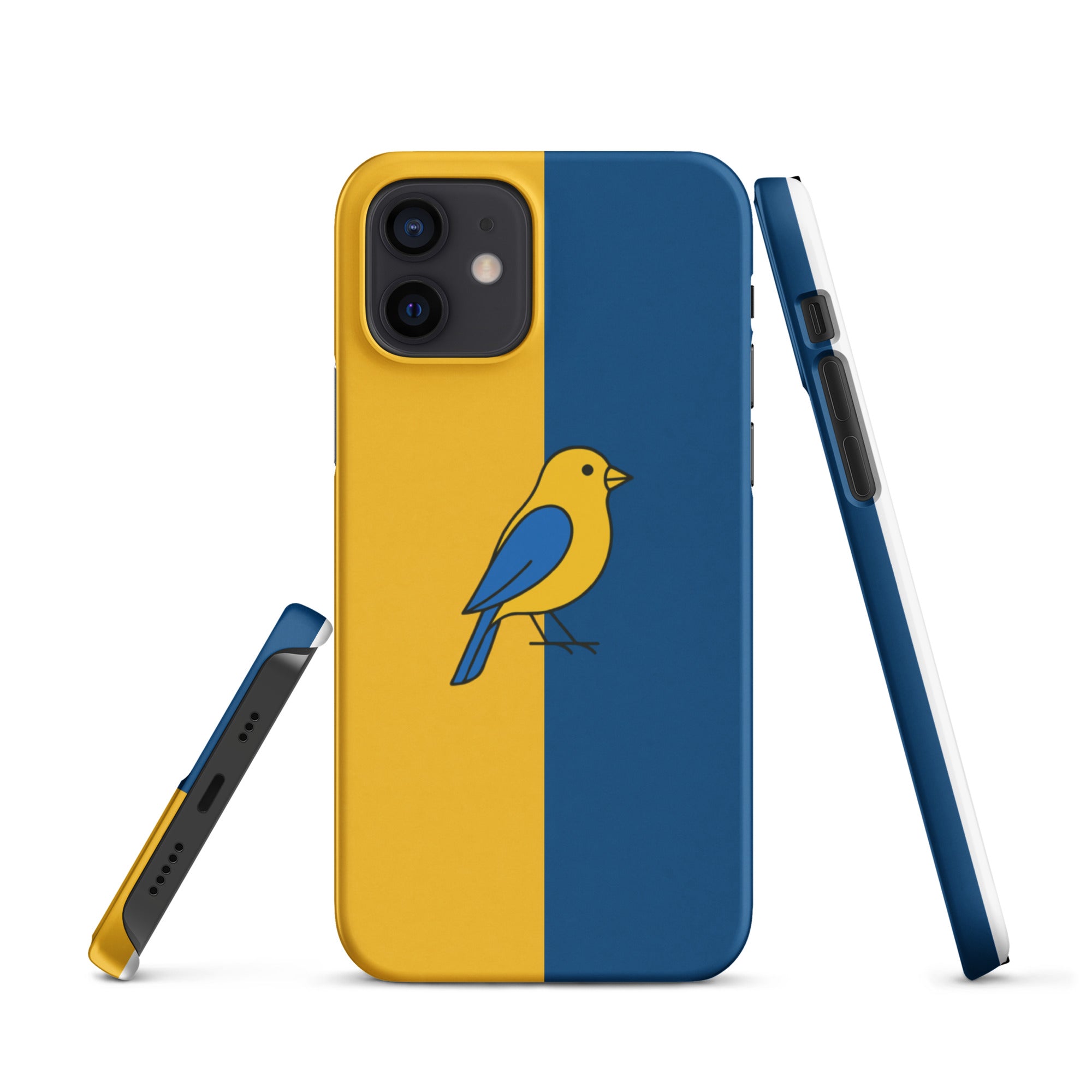 Cover iPhone Resistente – Compatibile con Ricarica Wireless – Design Uccellino Giallo Blu-Biiply