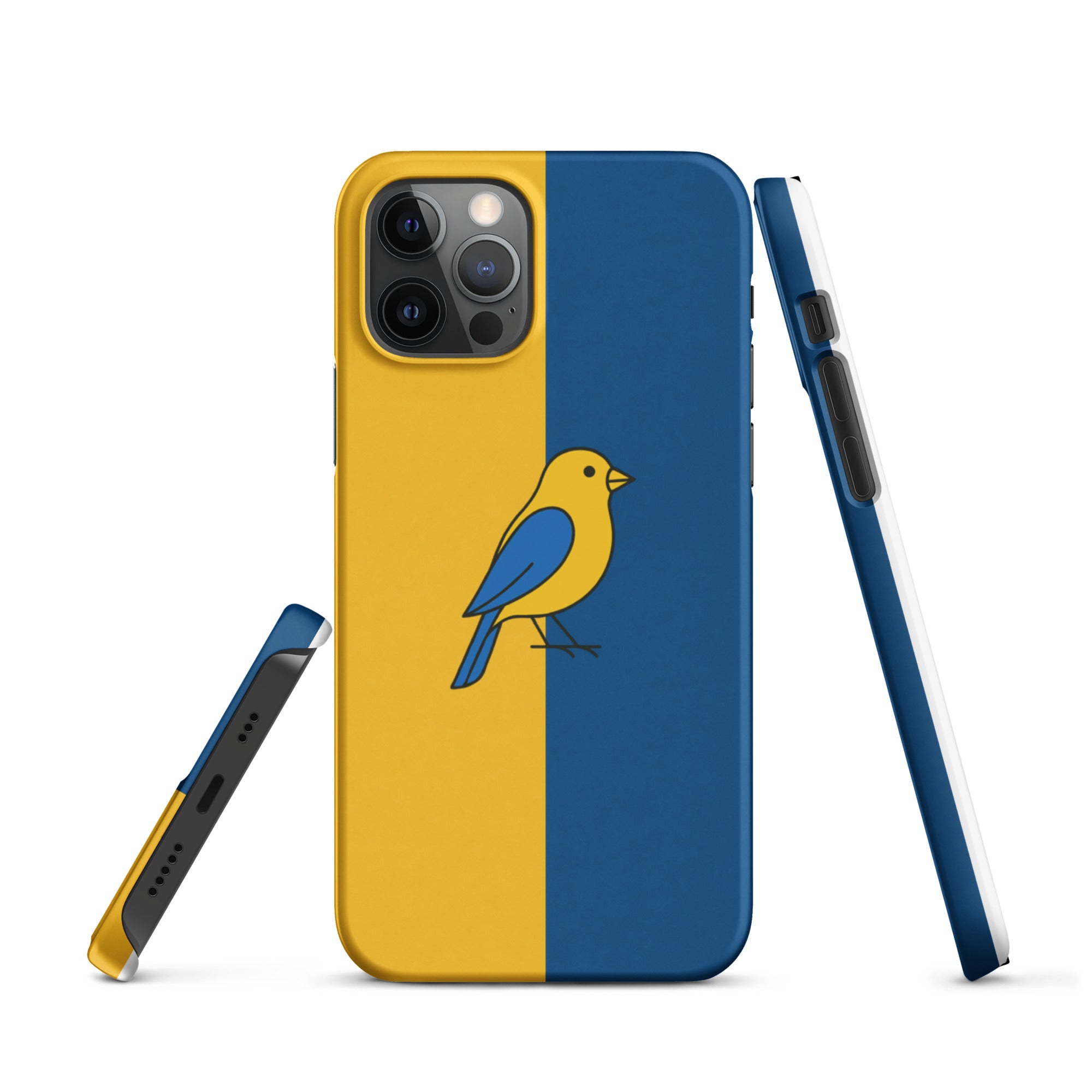 Cover iPhone Resistente – Compatibile con Ricarica Wireless – Design Uccellino Giallo Blu-Biiply