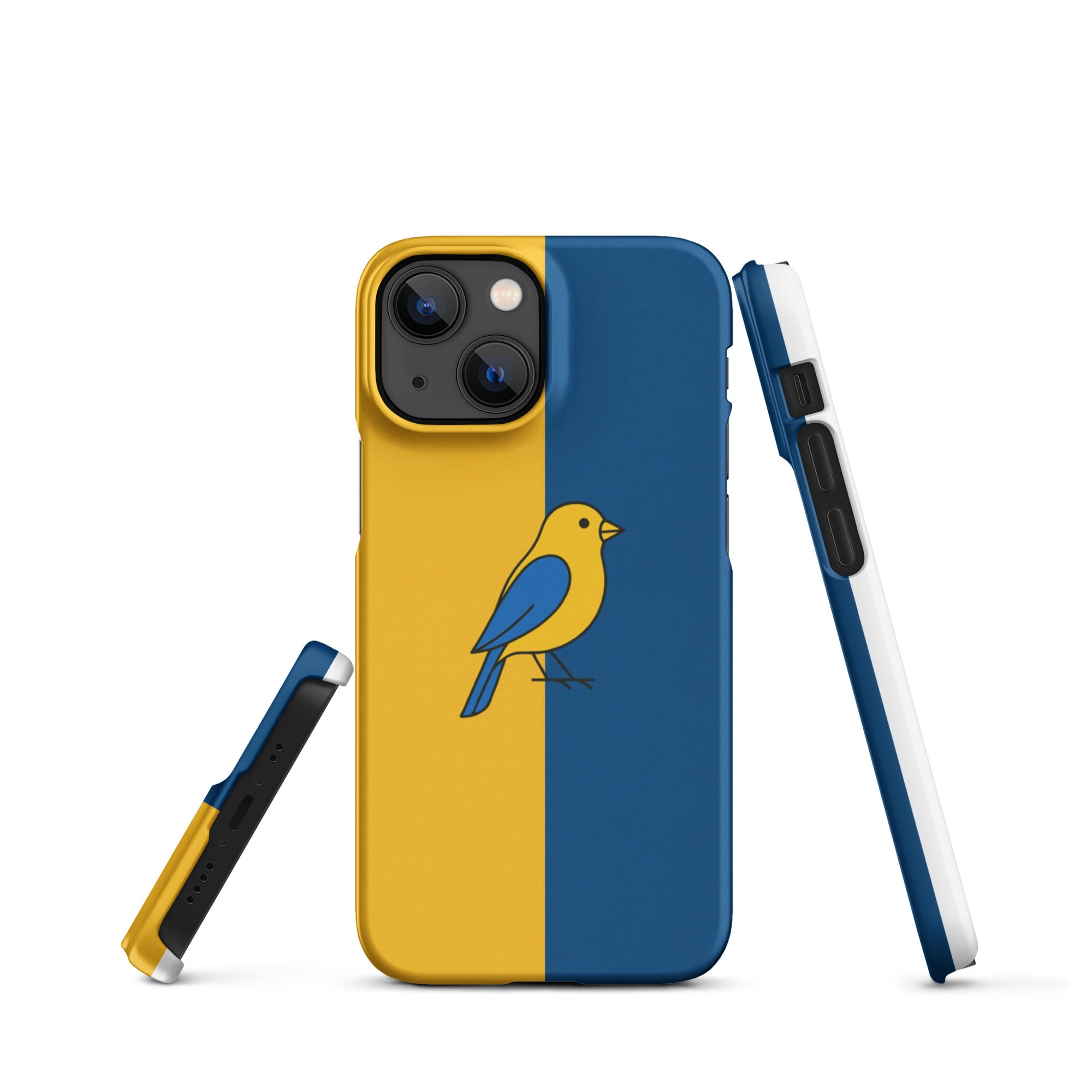 Cover iPhone Resistente – Compatibile con Ricarica Wireless – Design Uccellino Giallo Blu-Biiply