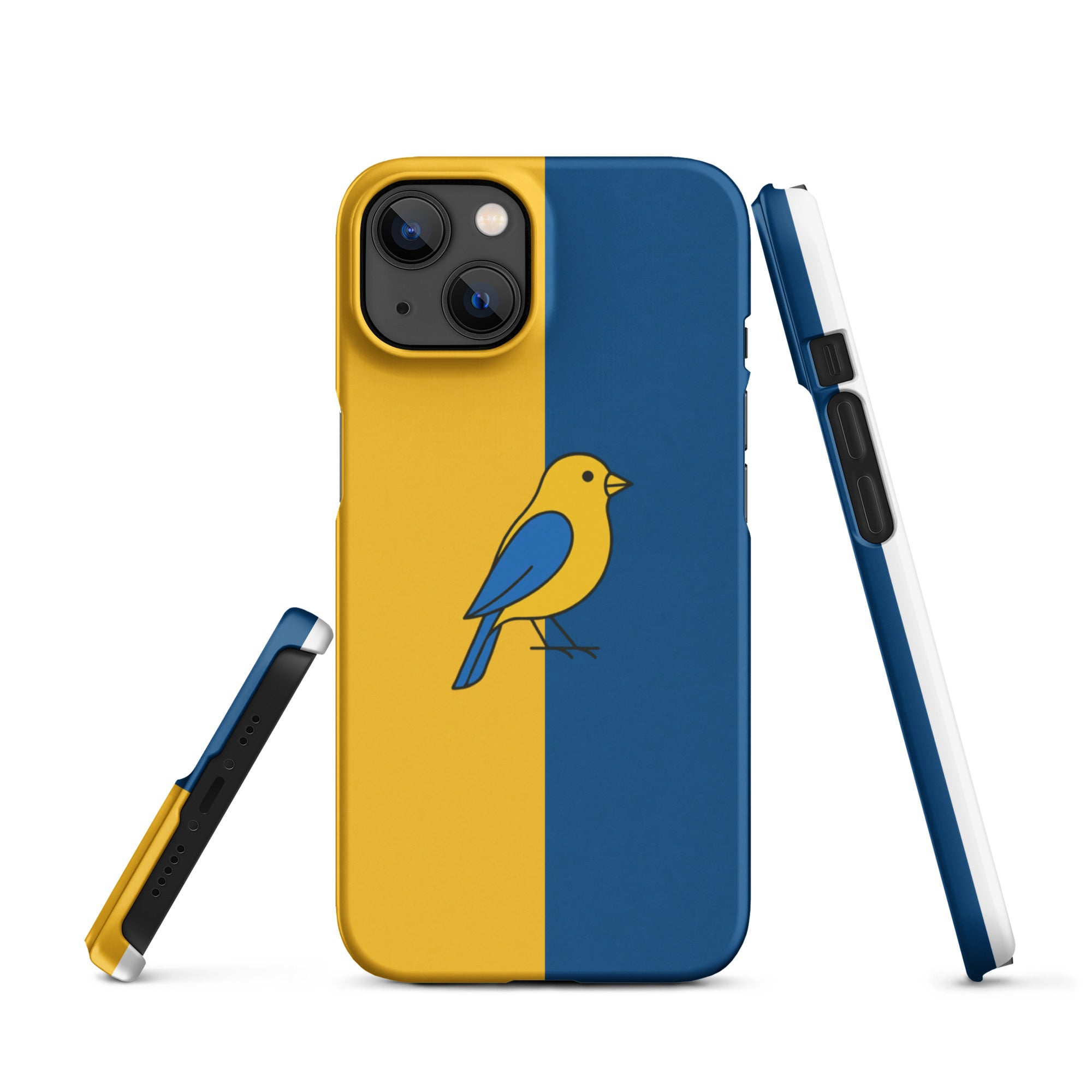 Cover iPhone Resistente – Compatibile con Ricarica Wireless – Design Uccellino Giallo Blu-Biiply