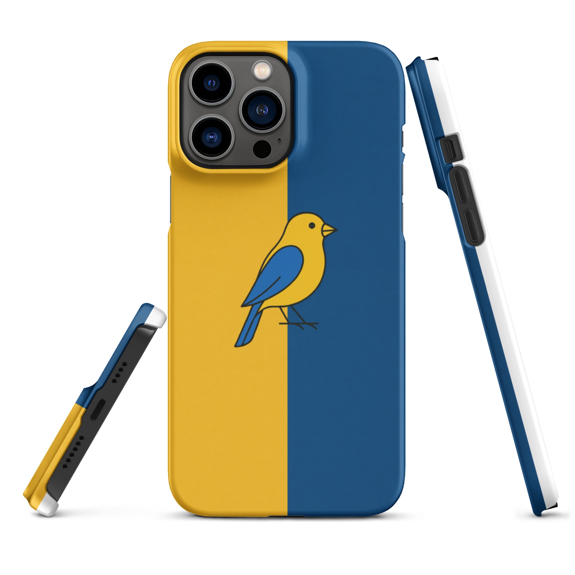 Cover iPhone Resistente – Compatibile con Ricarica Wireless – Design Uccellino Giallo Blu-Biiply
