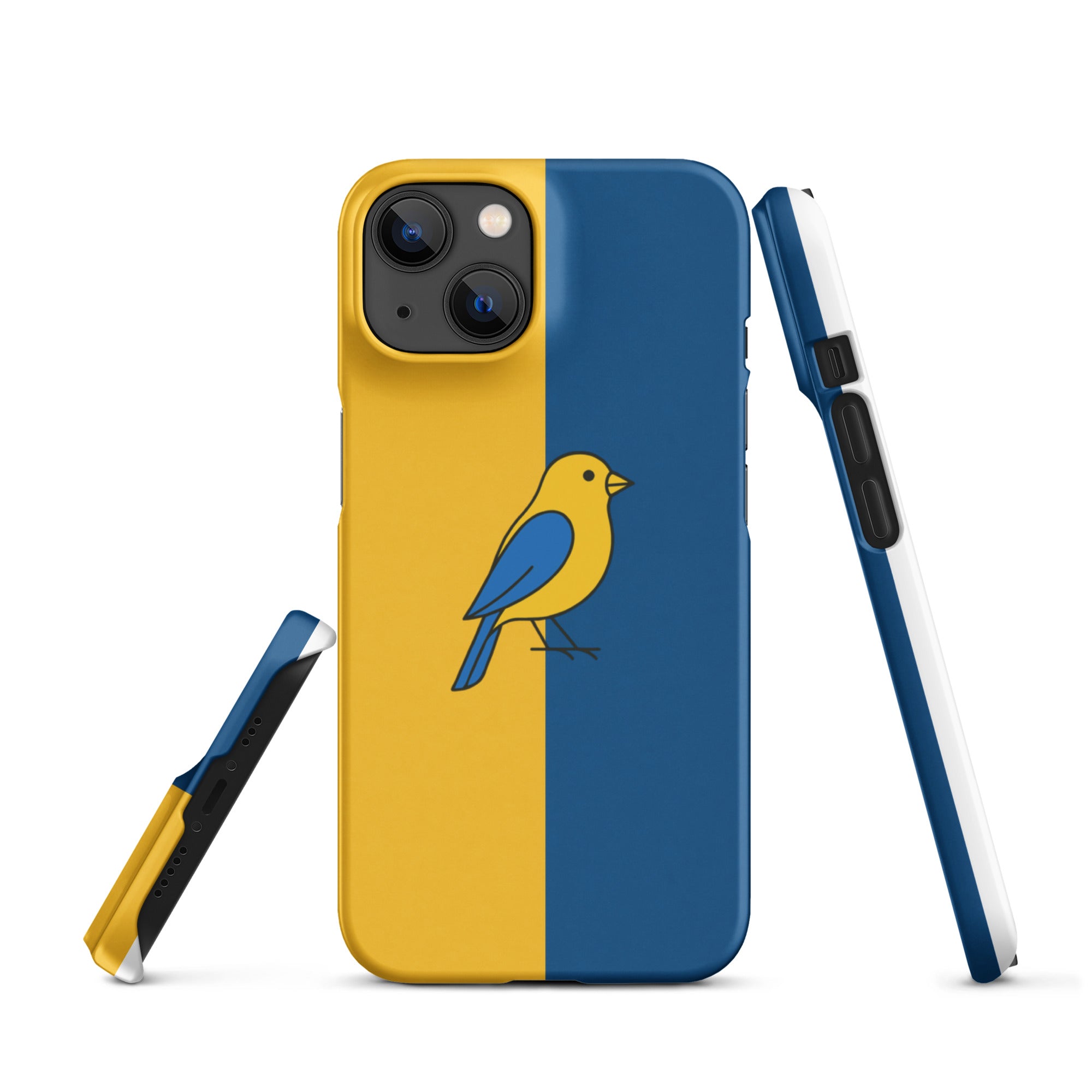 Cover iPhone Resistente – Compatibile con Ricarica Wireless – Design Uccellino Giallo Blu-Biiply