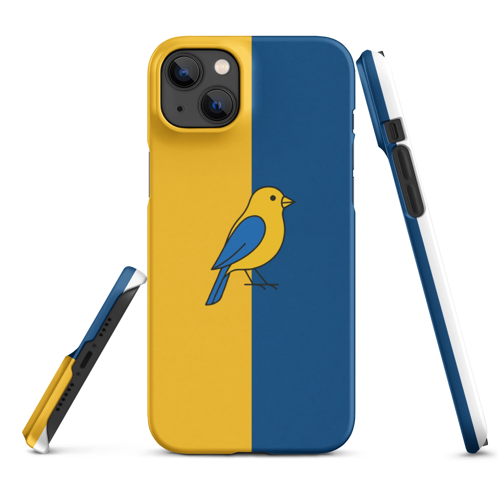 Cover iPhone Resistente – Compatibile con Ricarica Wireless – Design Uccellino Giallo Blu-Biiply