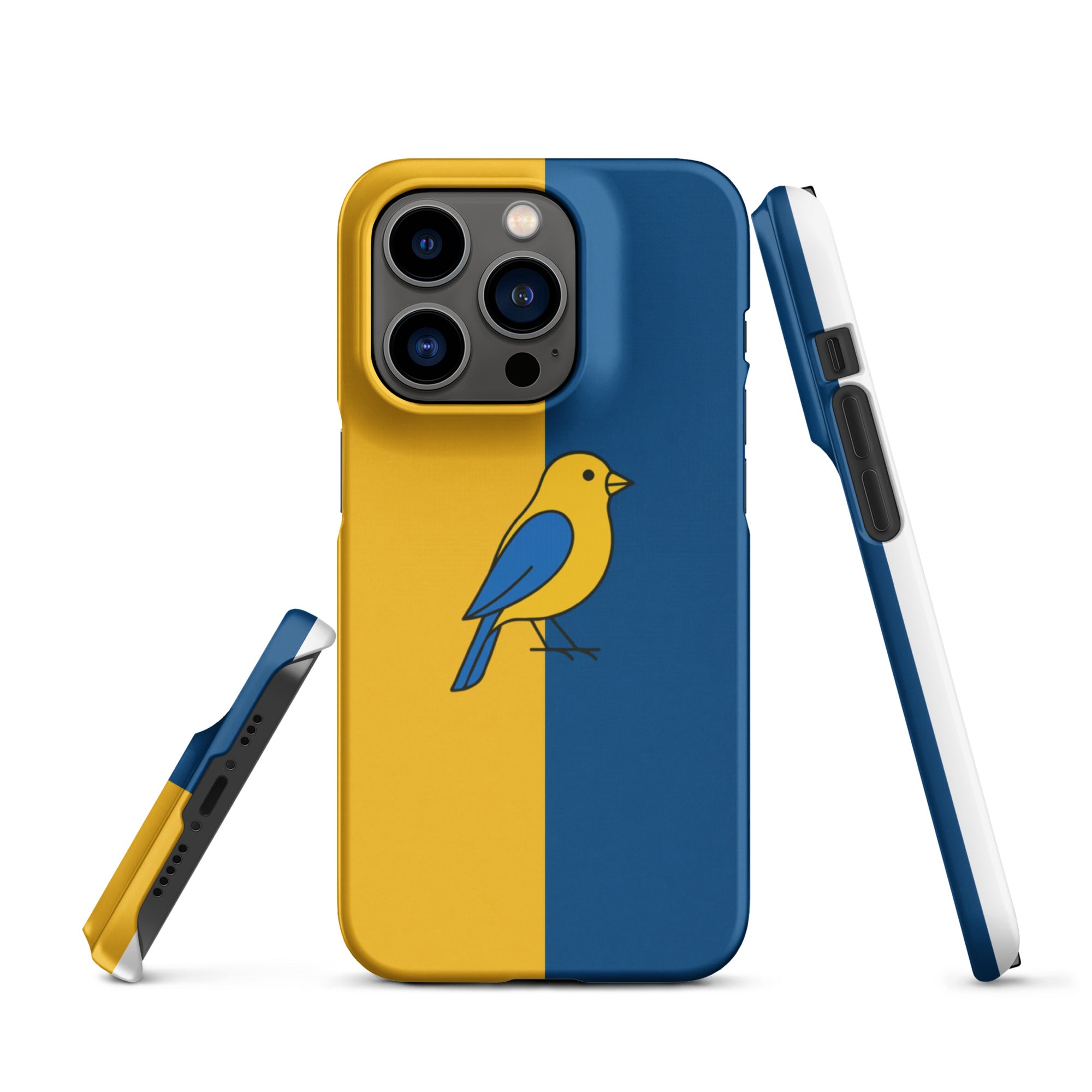 Cover iPhone Resistente – Compatibile con Ricarica Wireless – Design Uccellino Giallo Blu-Biiply