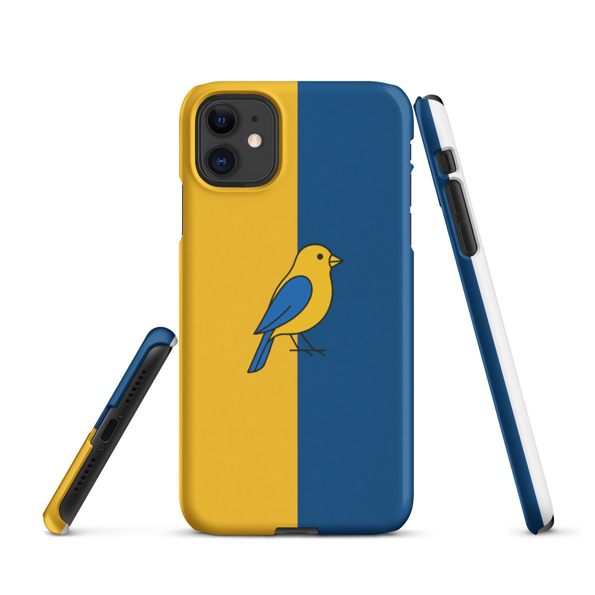 Cover iPhone Resistente – Compatibile con Ricarica Wireless – Design Uccellino Giallo Blu-Biiply