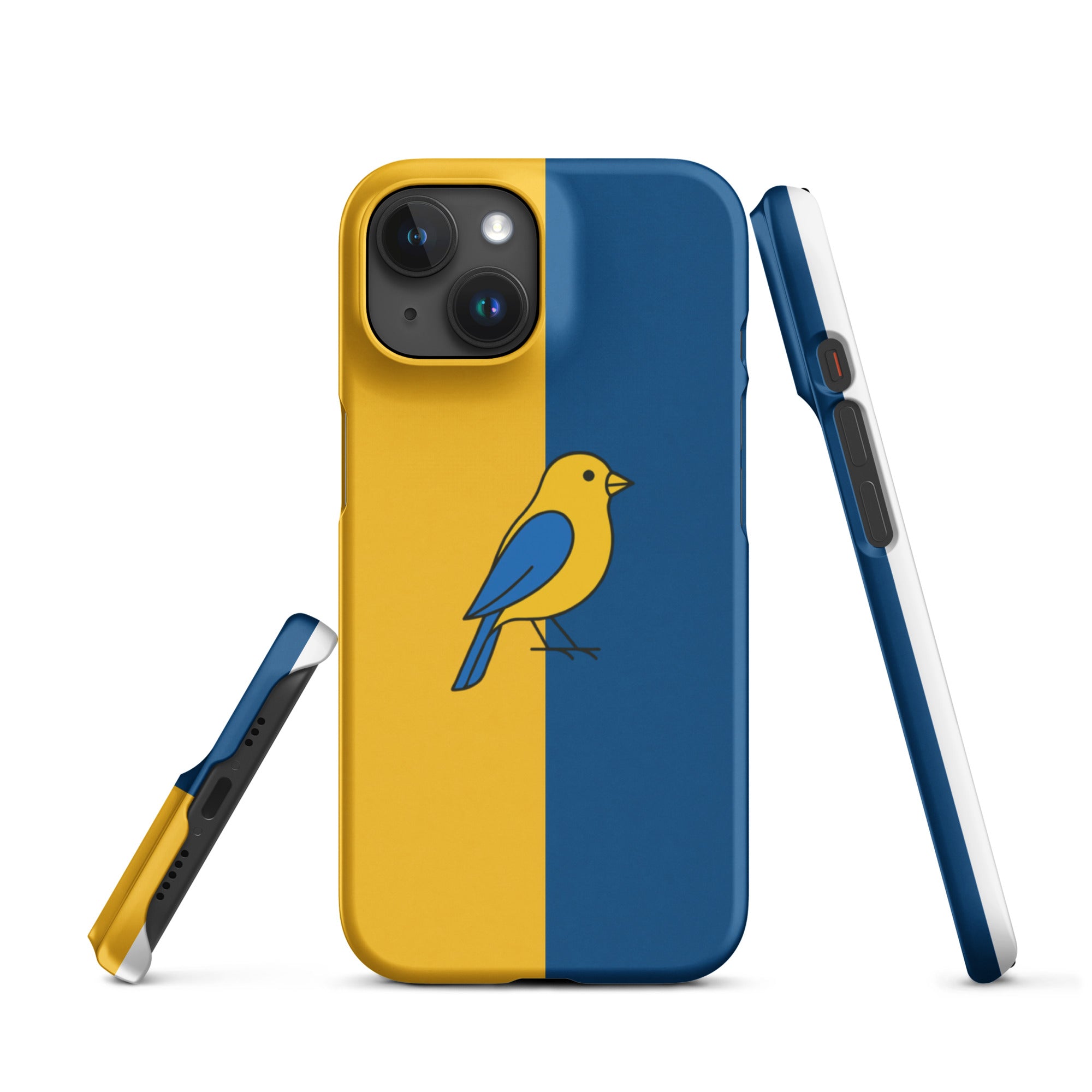 Cover iPhone Resistente – Compatibile con Ricarica Wireless – Design Uccellino Giallo Blu-Biiply