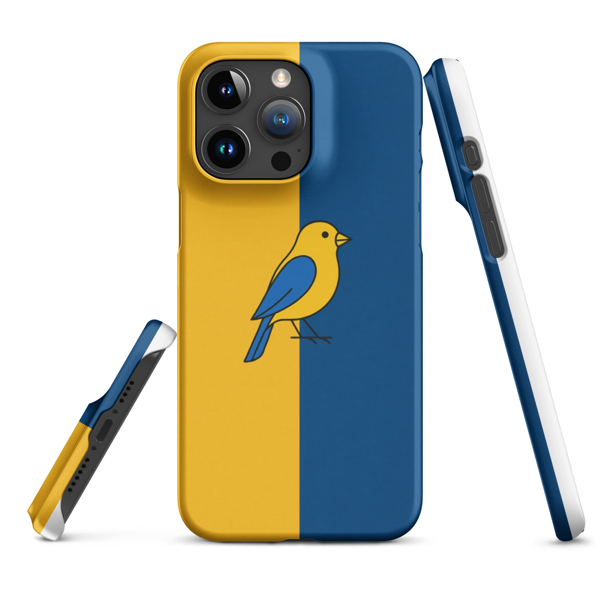 Cover iPhone Resistente – Compatibile con Ricarica Wireless – Design Uccellino Giallo Blu-Biiply
