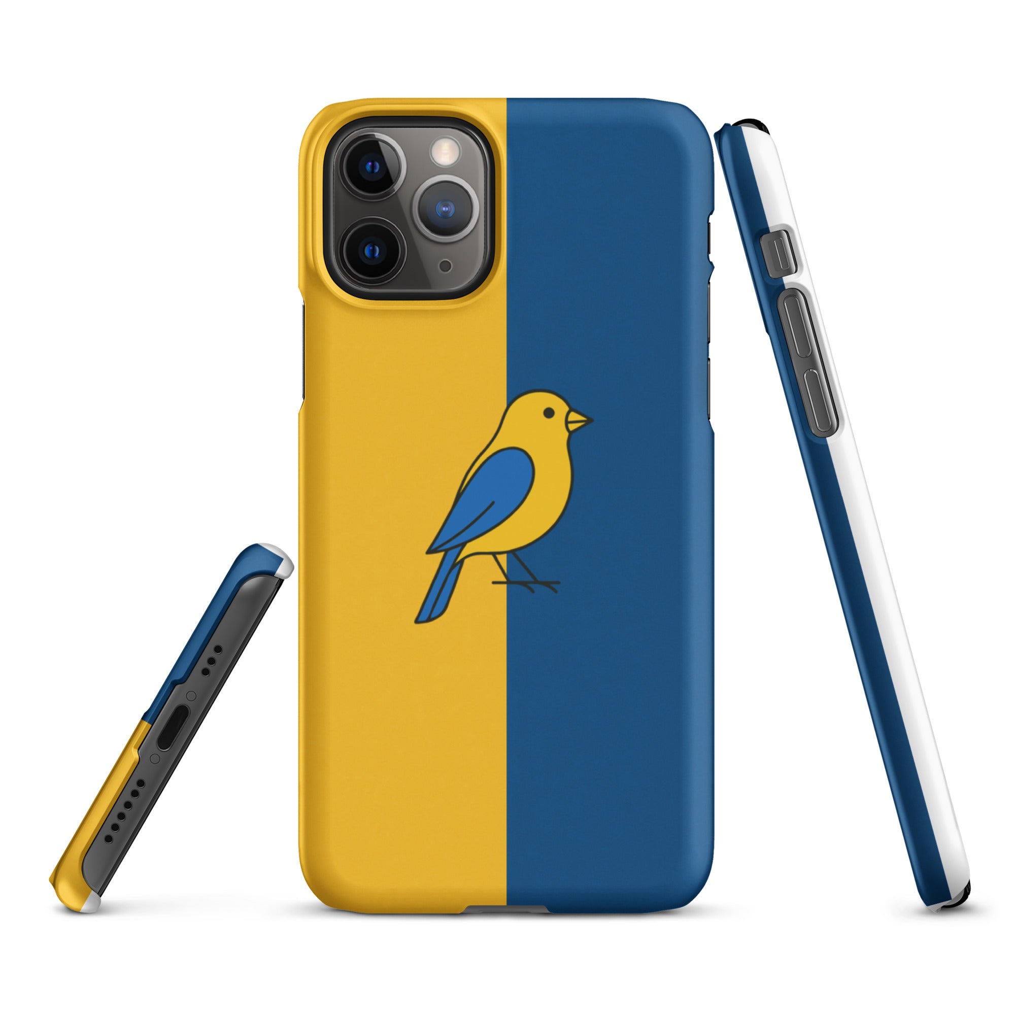 Cover iPhone Resistente – Compatibile con Ricarica Wireless – Design Uccellino Giallo Blu-Biiply