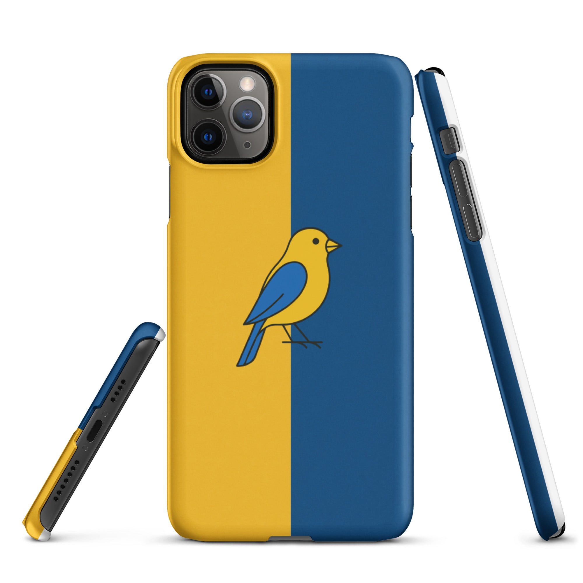Cover iPhone Resistente – Compatibile con Ricarica Wireless – Design Uccellino Giallo Blu-Biiply