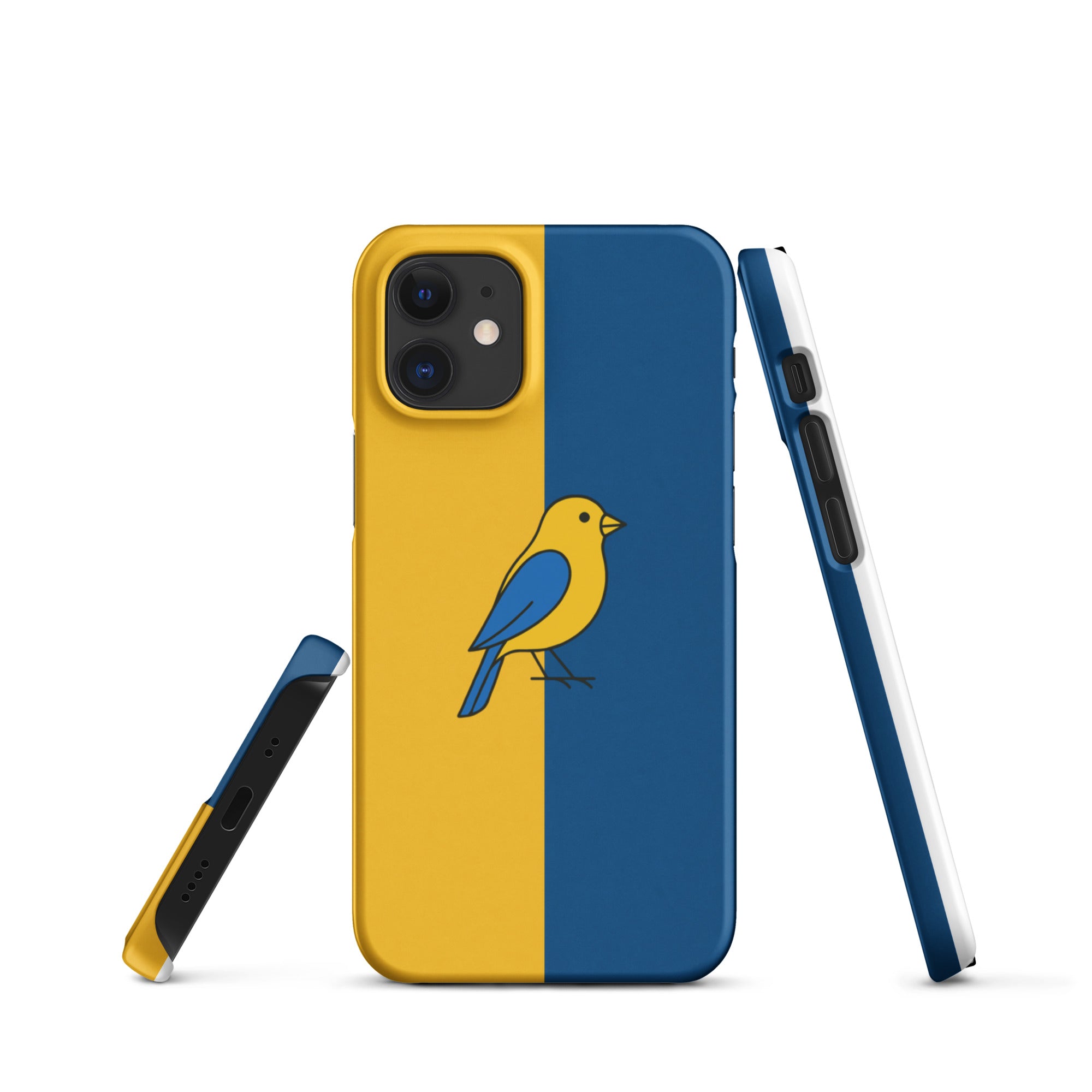 Cover iPhone Resistente – Compatibile con Ricarica Wireless – Design Uccellino Giallo Blu-Biiply