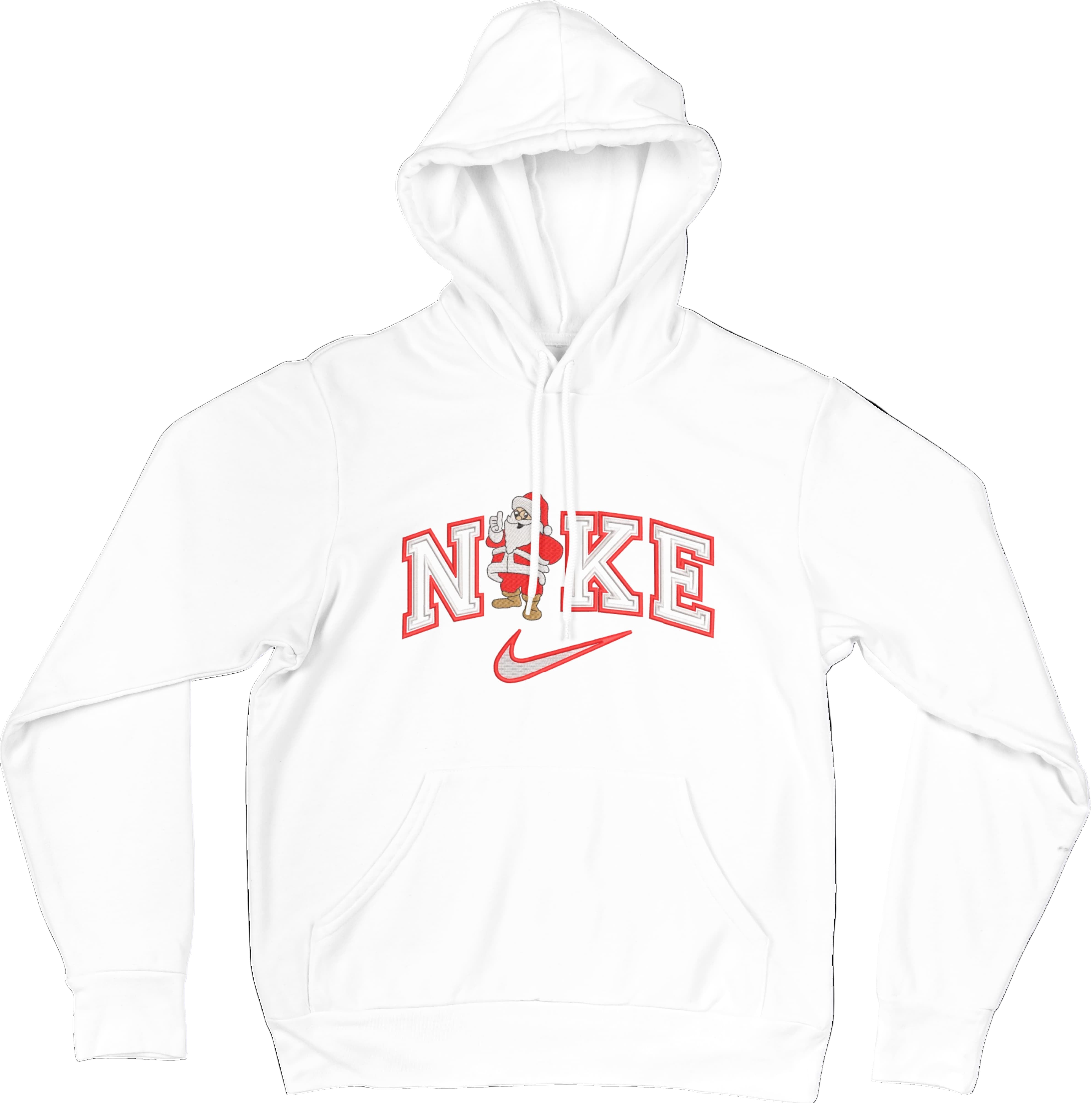 Ricamo Personalizzato - Felpa Ricamata Unisex – Morbida con Cappuccio e Tasca Frontale – Stile Streetwear – Babbo Natale Nike-Biiply
