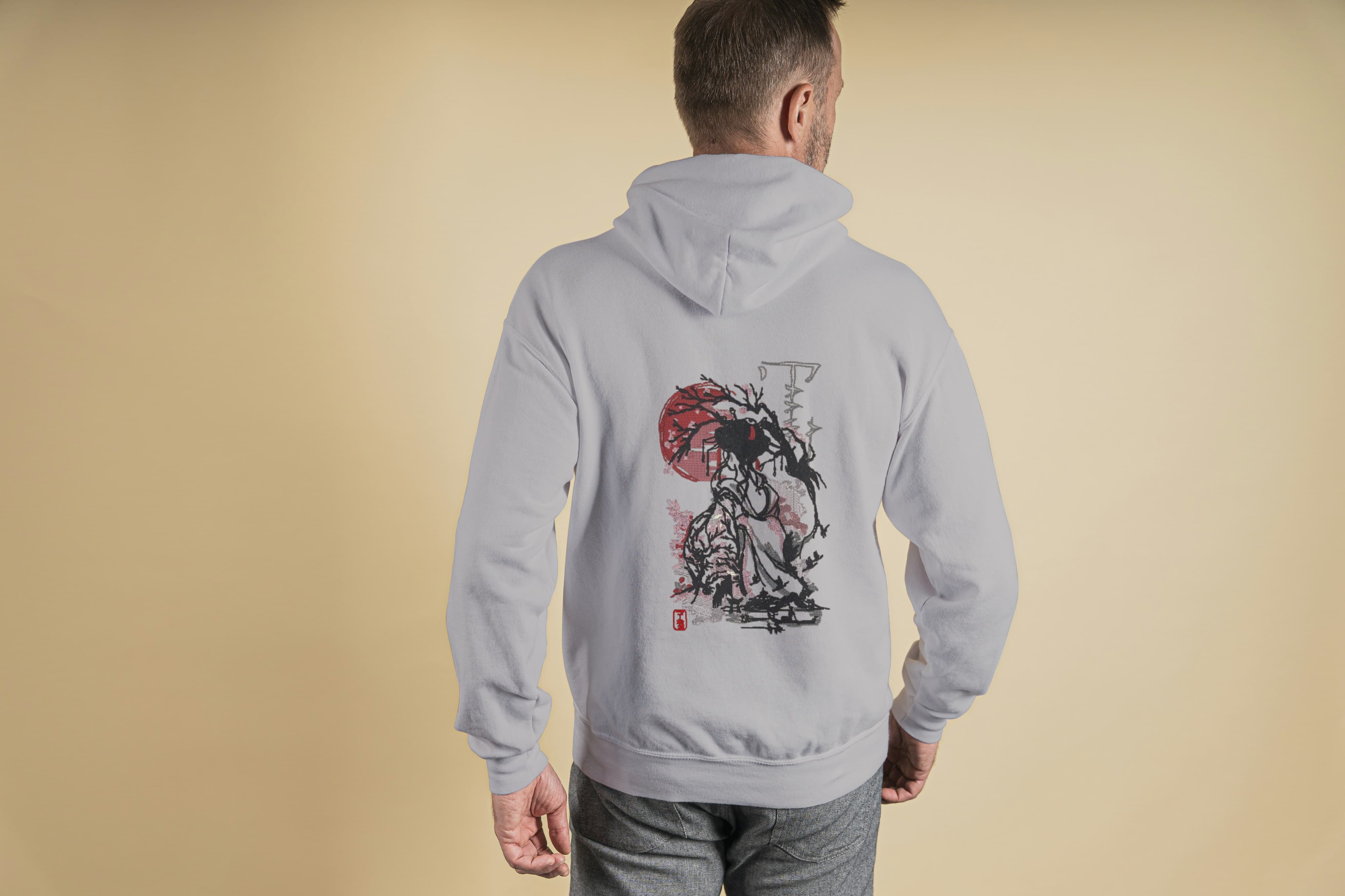 Felpa Ricamata Unisex Con Cappuccio – Morbida e Confortevole – Design Geisha-Biiply