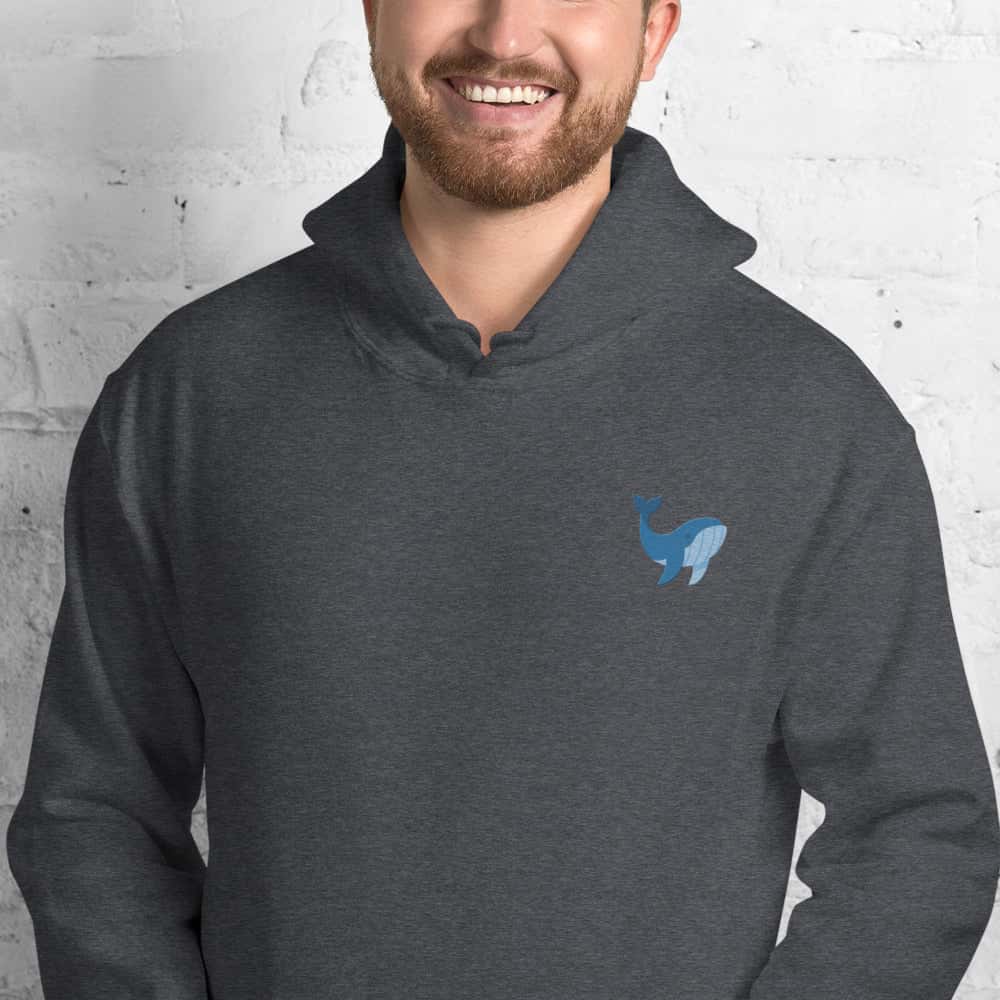 Felpa Ricamata Unisex – Morbida con Cappuccio e Tasca Frontale – Stile Streetwear – Balena