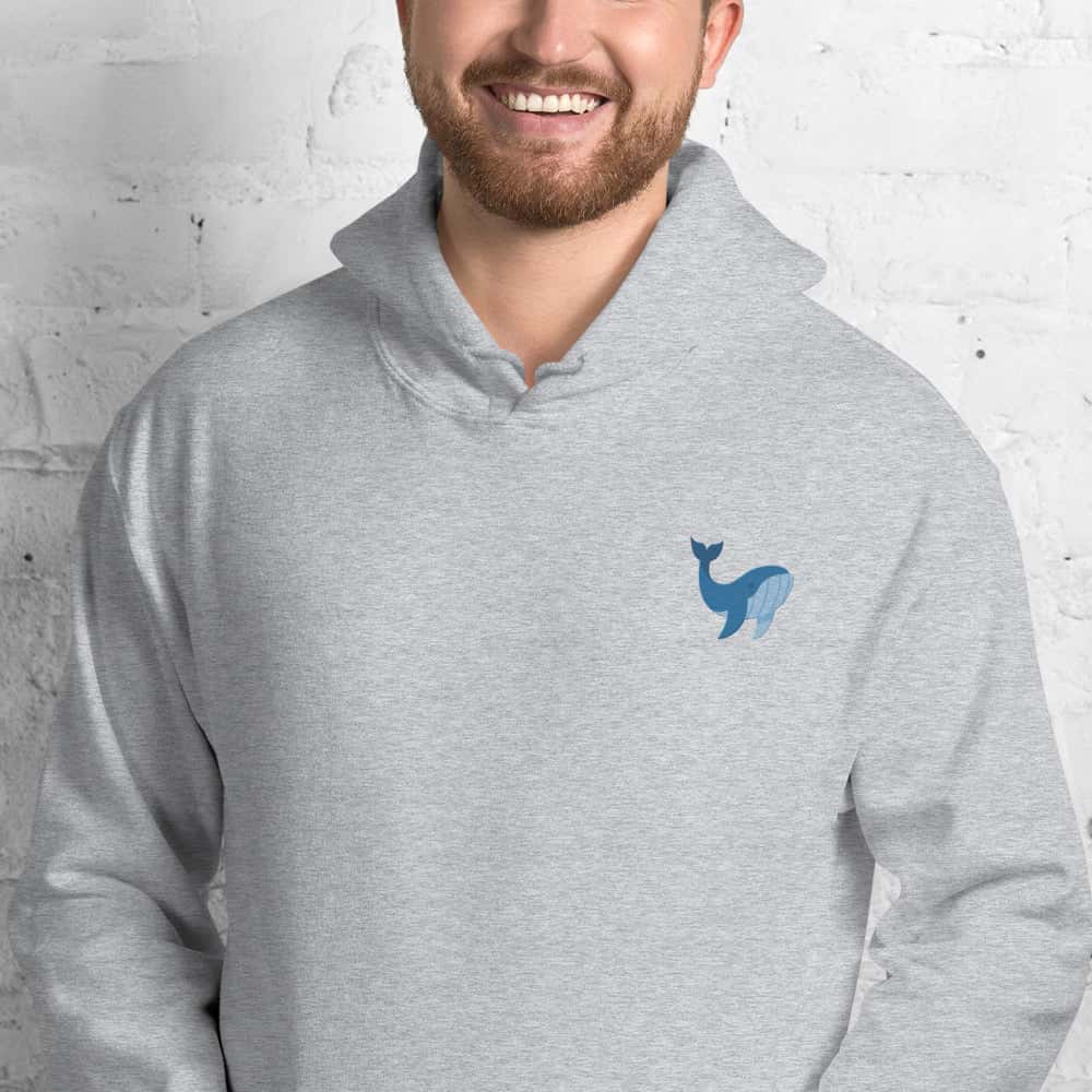 Felpa Ricamata Unisex – Morbida con Cappuccio e Tasca Frontale – Stile Streetwear – Balena
