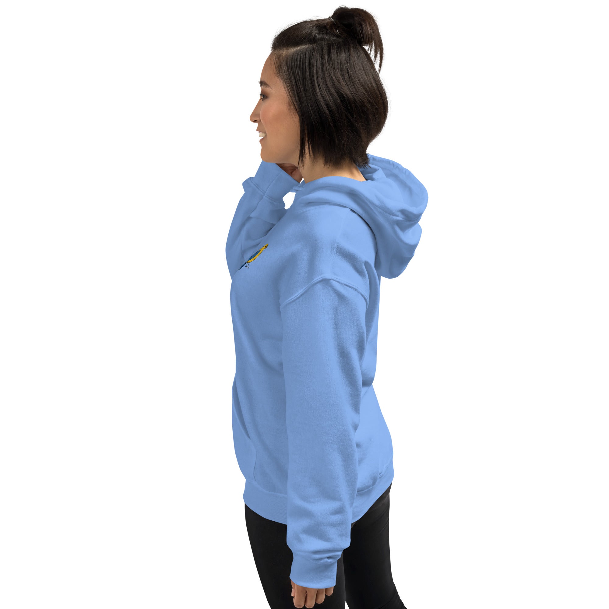 Felpa Ricamata Unisex – Morbida con Cappuccio e Tasca Frontale – Stile Streetwear – Canarino Giallo Blu