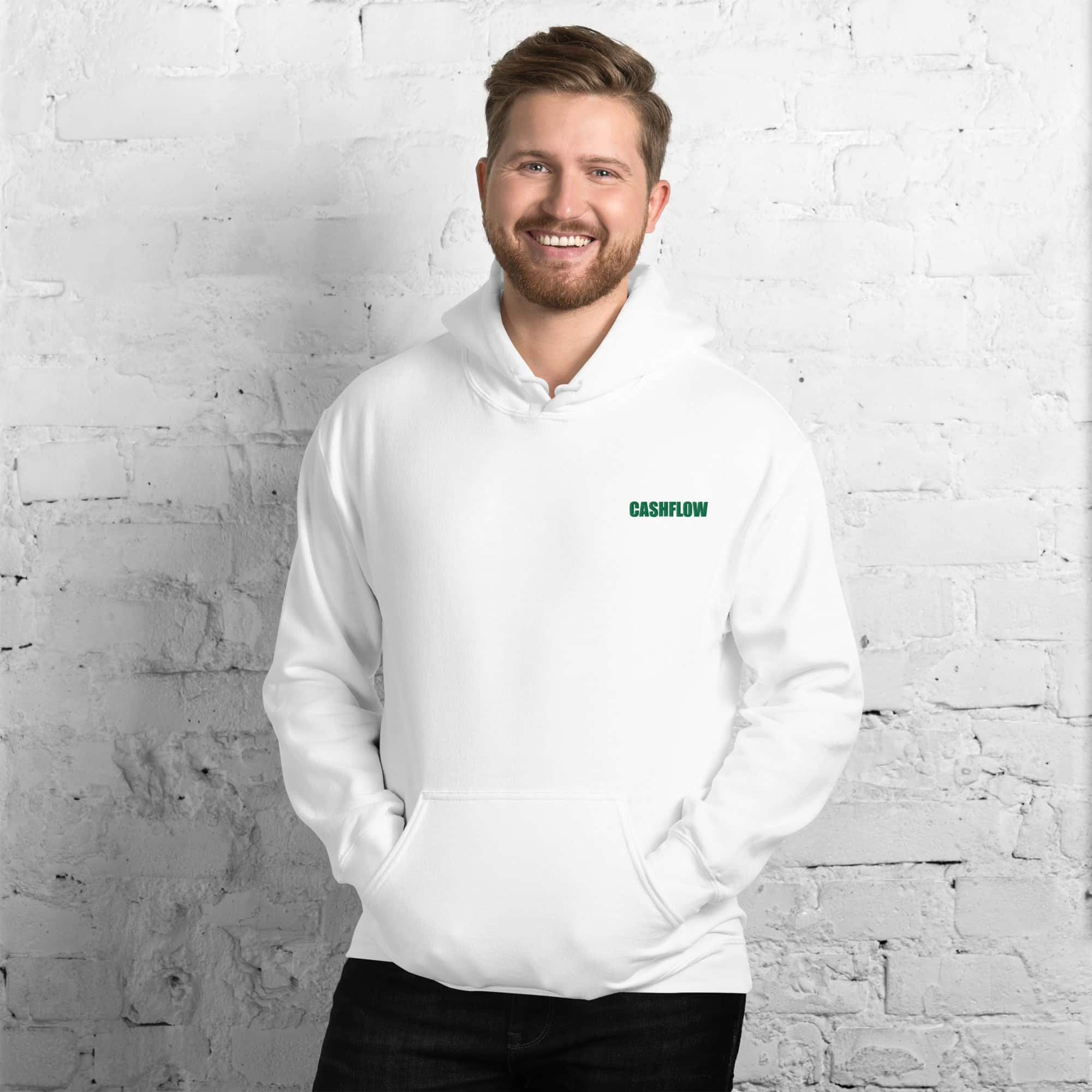 Felpa Ricamata Unisex – Morbida con Cappuccio e Tasca Frontale – Stile Streetwear – Cashflow