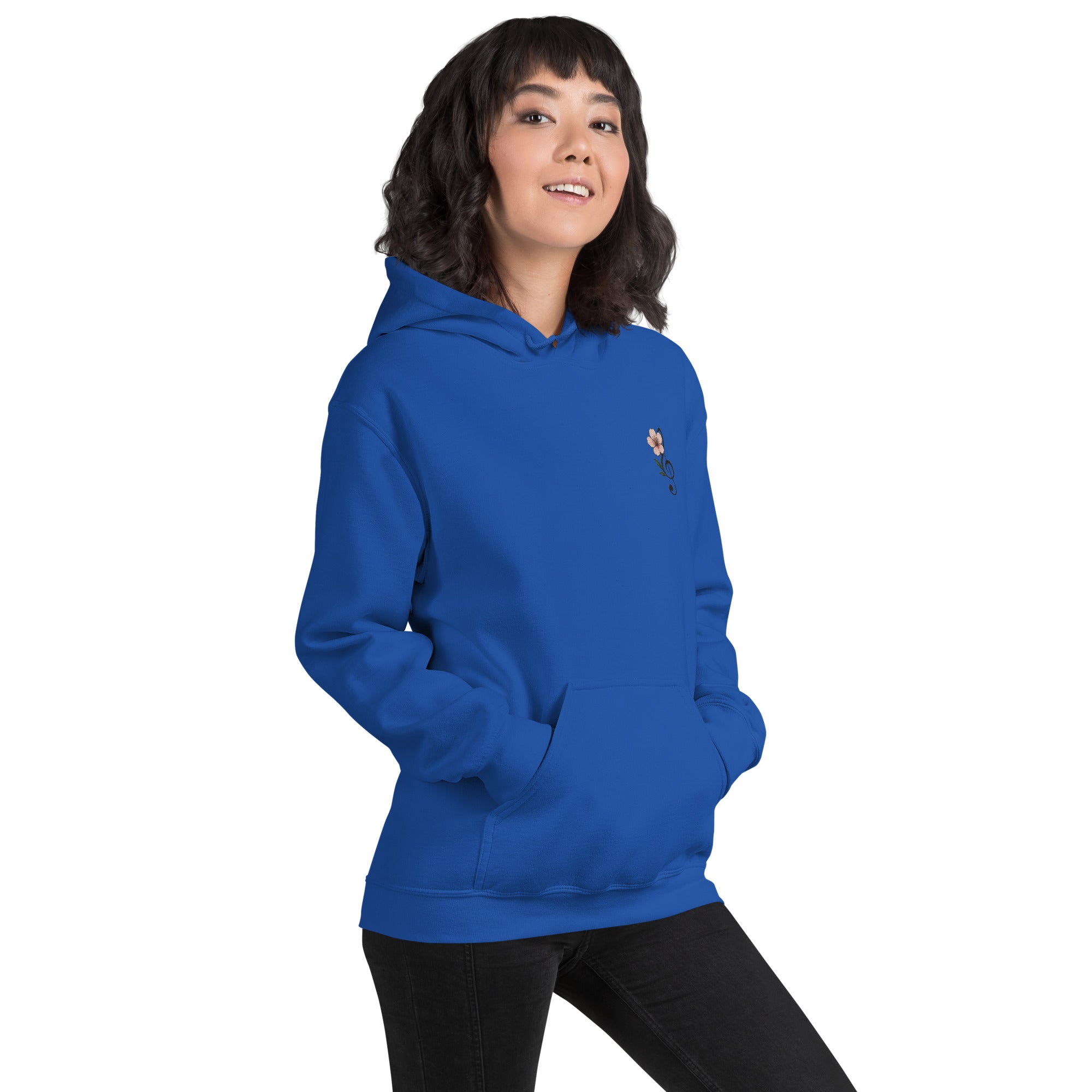 Felpa Ricamata Unisex – Morbida con Cappuccio e Tasca Frontale – Stile Streetwear – Ciliegio