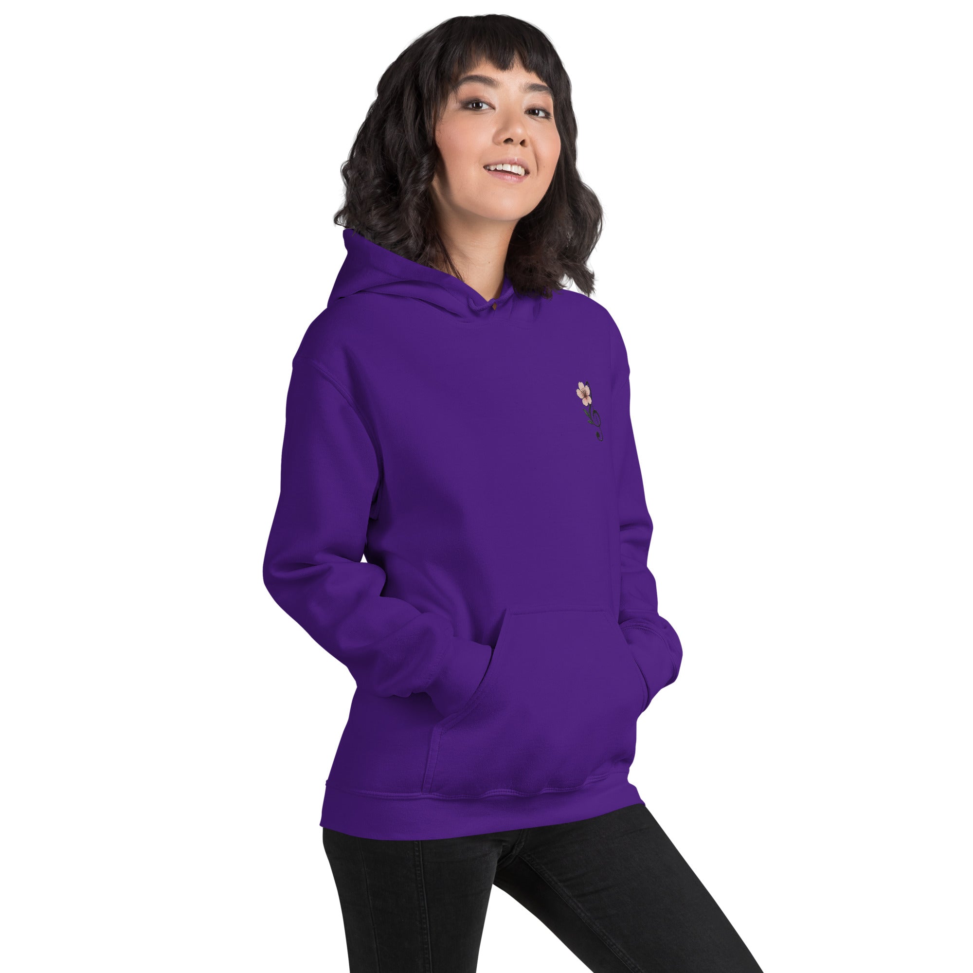 Felpa Ricamata Unisex – Morbida con Cappuccio e Tasca Frontale – Stile Streetwear – Ciliegio