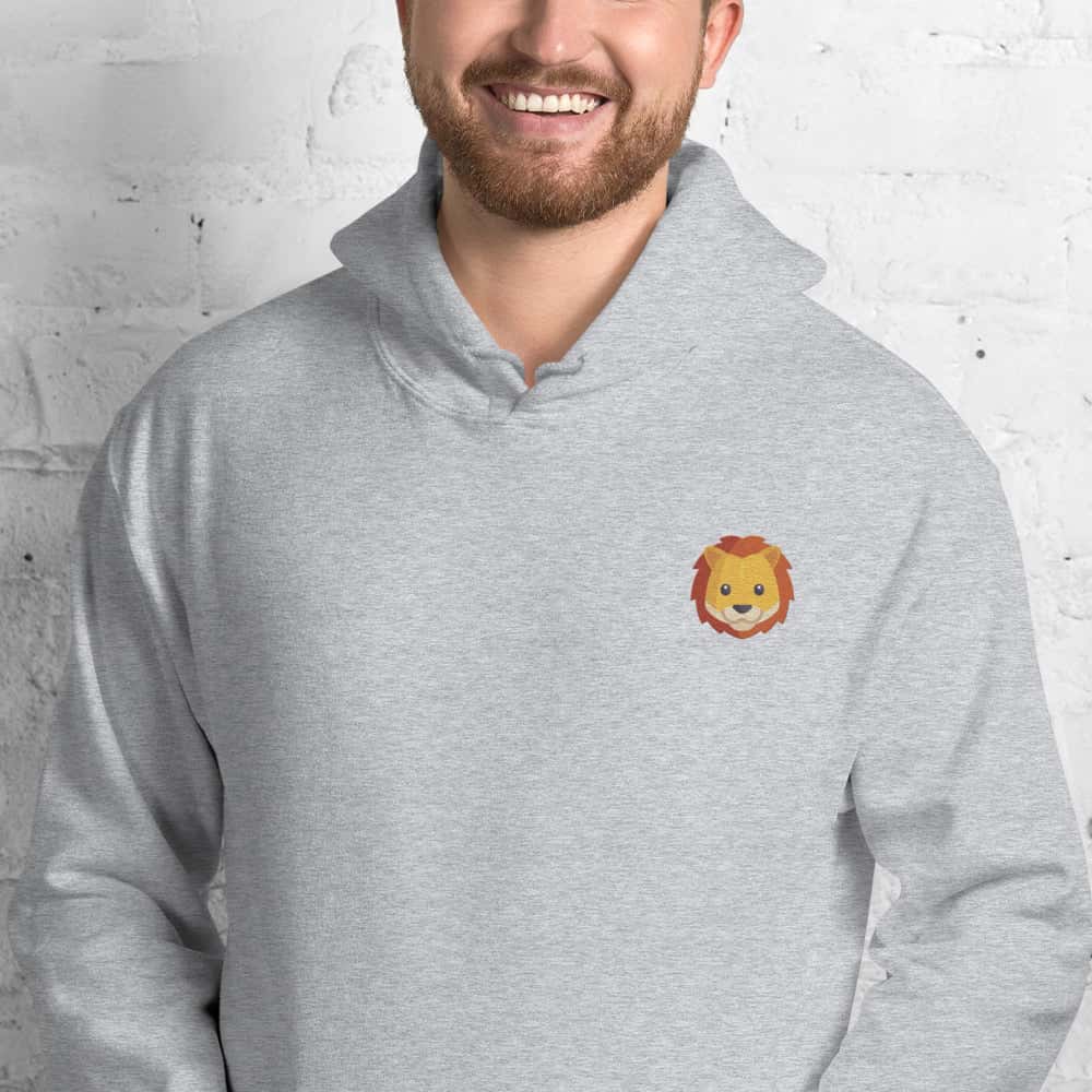 Felpa Ricamata Unisex – Morbida con Cappuccio e Tasca Frontale – Stile Streetwear – Leone