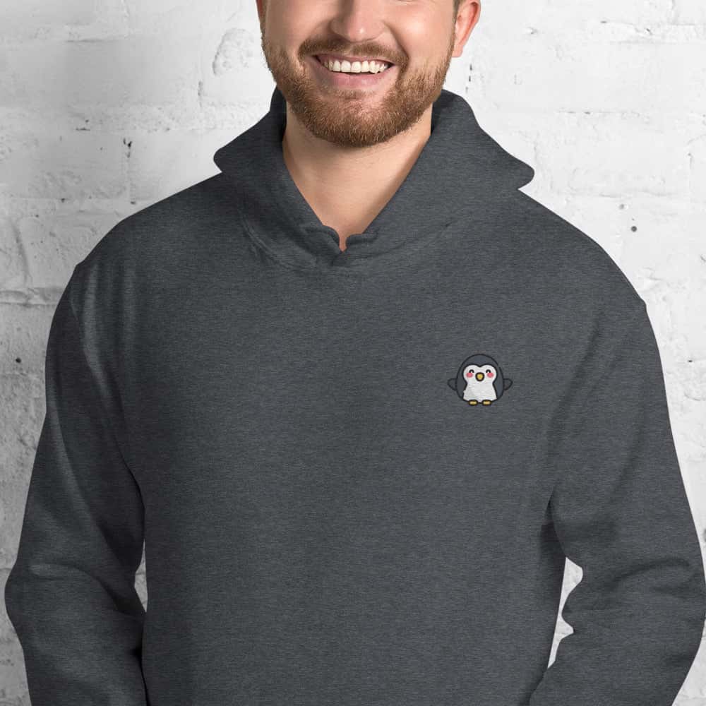 Felpa Ricamata Unisex – Morbida con Cappuccio e Tasca Frontale – Stile Streetwear – Pinguino