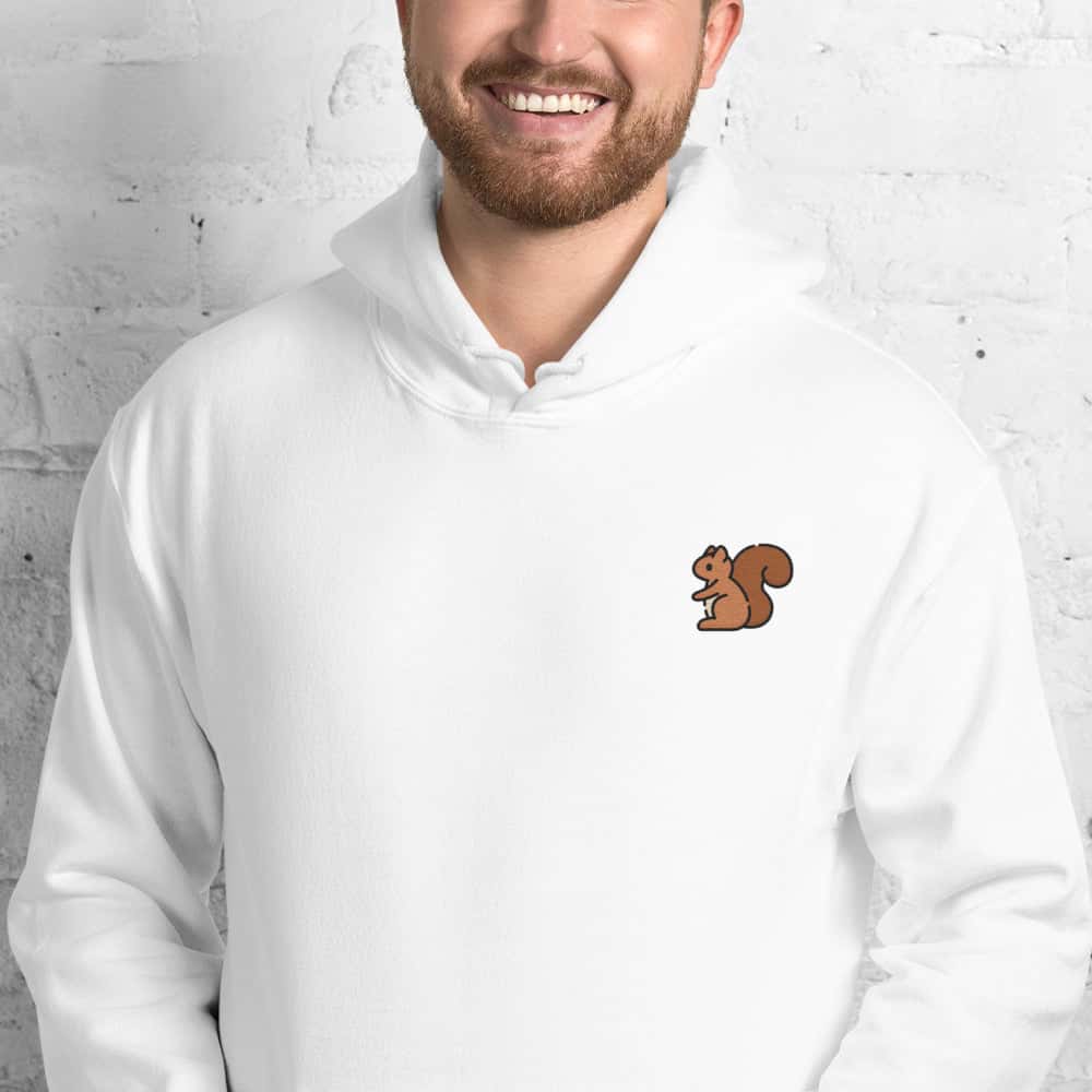 Felpa Ricamata Unisex – Morbida con Cappuccio e Tasca Frontale – Stile Streetwear – Scoiattolo