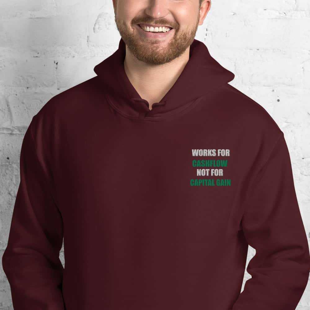 Felpa Ricamata Unisex – Morbida con Cappuccio e Tasca Frontale – Stile Streetwear – Works For Cashflow No Capital Gain White