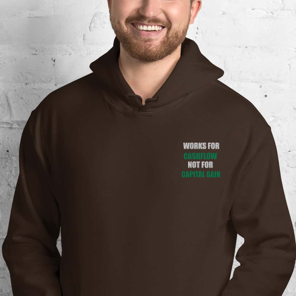 Felpa Ricamata Unisex – Morbida con Cappuccio e Tasca Frontale – Stile Streetwear – Works For Cashflow No Capital Gain White