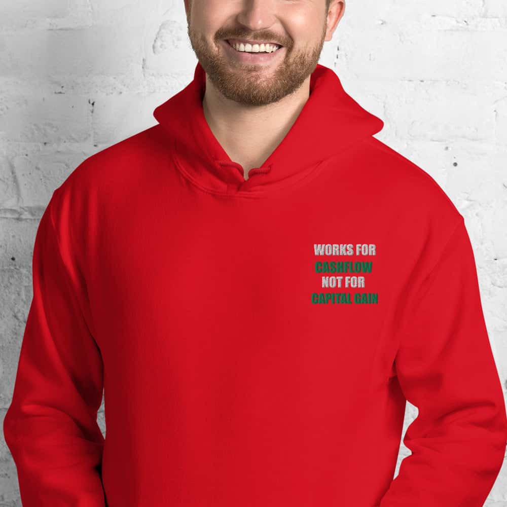 Felpa Ricamata Unisex – Morbida con Cappuccio e Tasca Frontale – Stile Streetwear – Works For Cashflow No Capital Gain White
