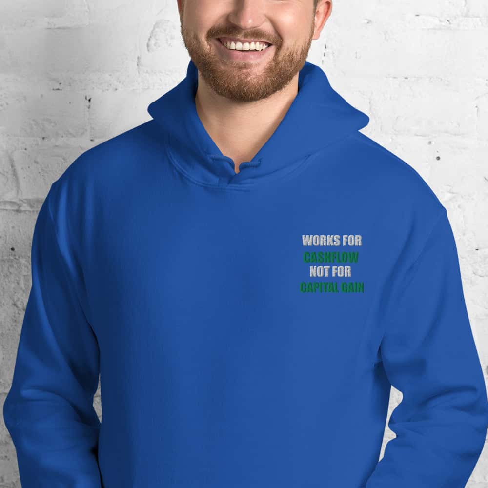 Felpa Ricamata Unisex – Morbida con Cappuccio e Tasca Frontale – Stile Streetwear – Works For Cashflow No Capital Gain White