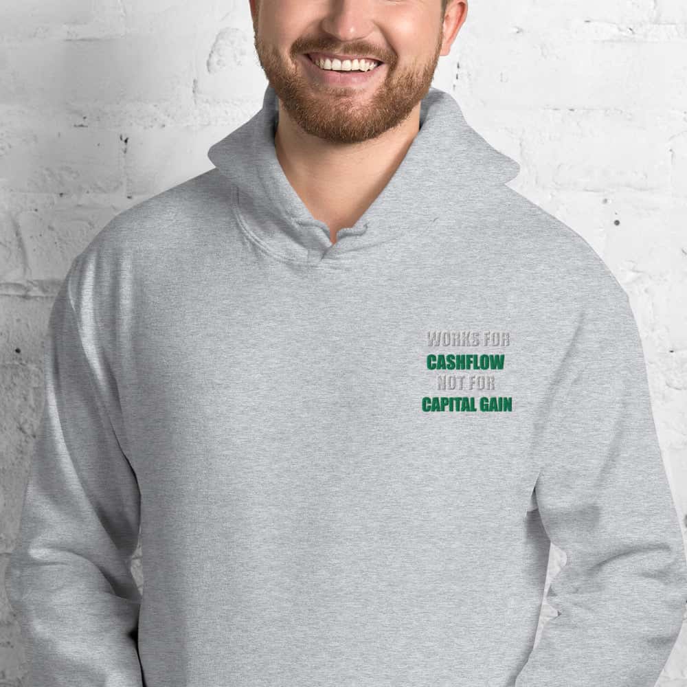 Felpa Ricamata Unisex – Morbida con Cappuccio e Tasca Frontale – Stile Streetwear – Works For Cashflow No Capital Gain White