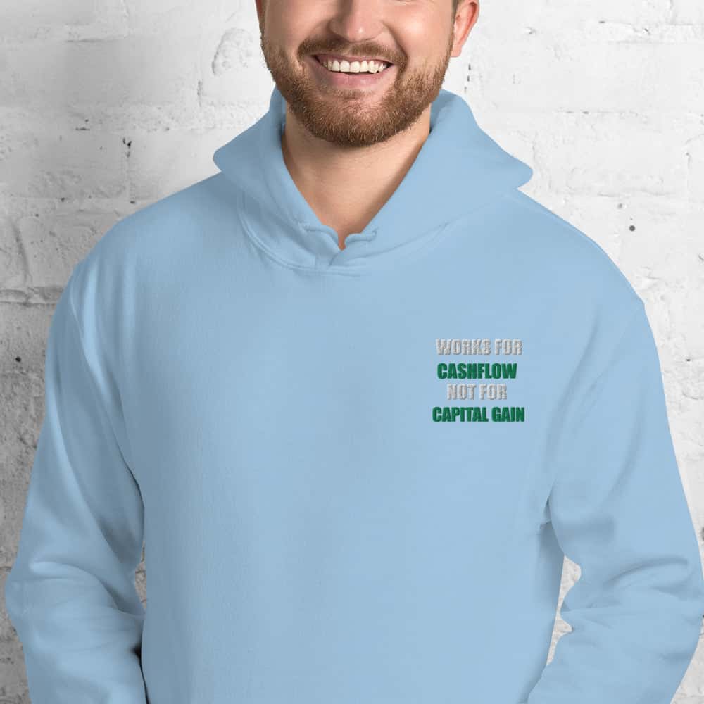 Felpa Ricamata Unisex – Morbida con Cappuccio e Tasca Frontale – Stile Streetwear – Works For Cashflow No Capital Gain White