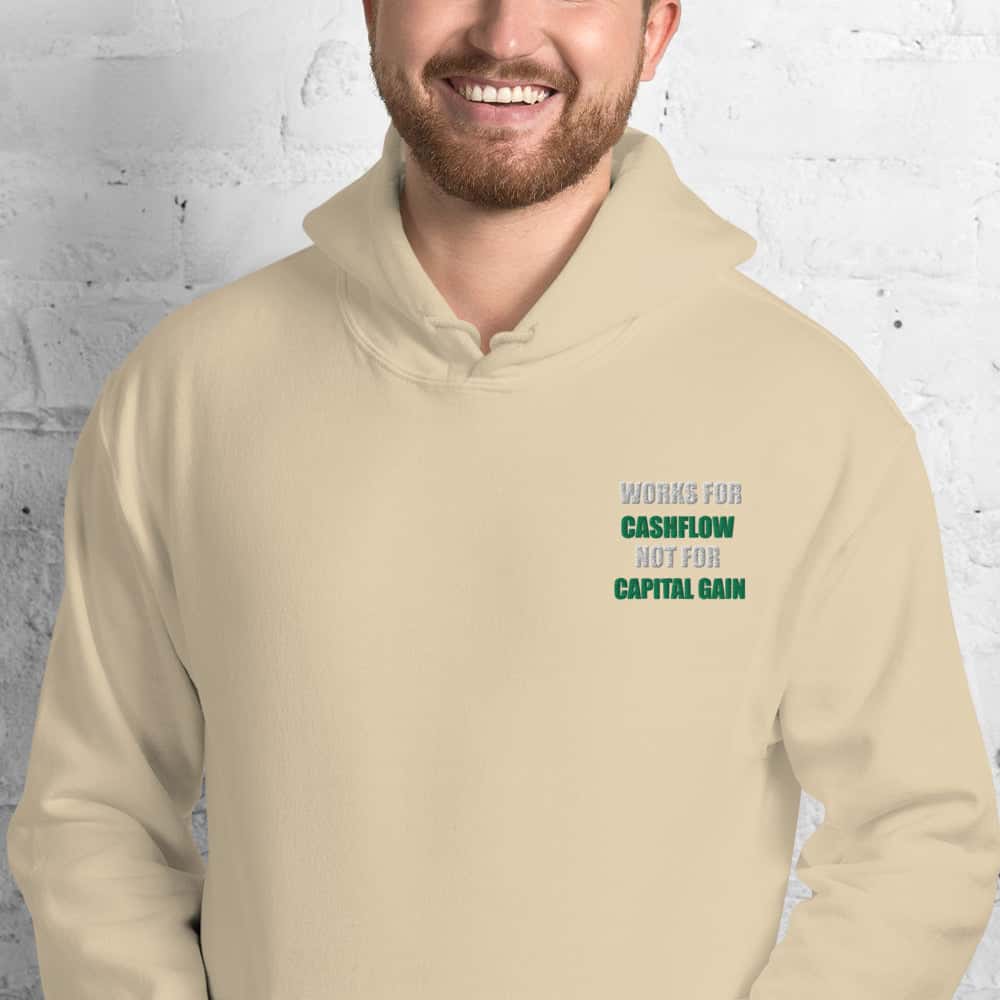 Felpa Ricamata Unisex – Morbida con Cappuccio e Tasca Frontale – Stile Streetwear – Works For Cashflow No Capital Gain White