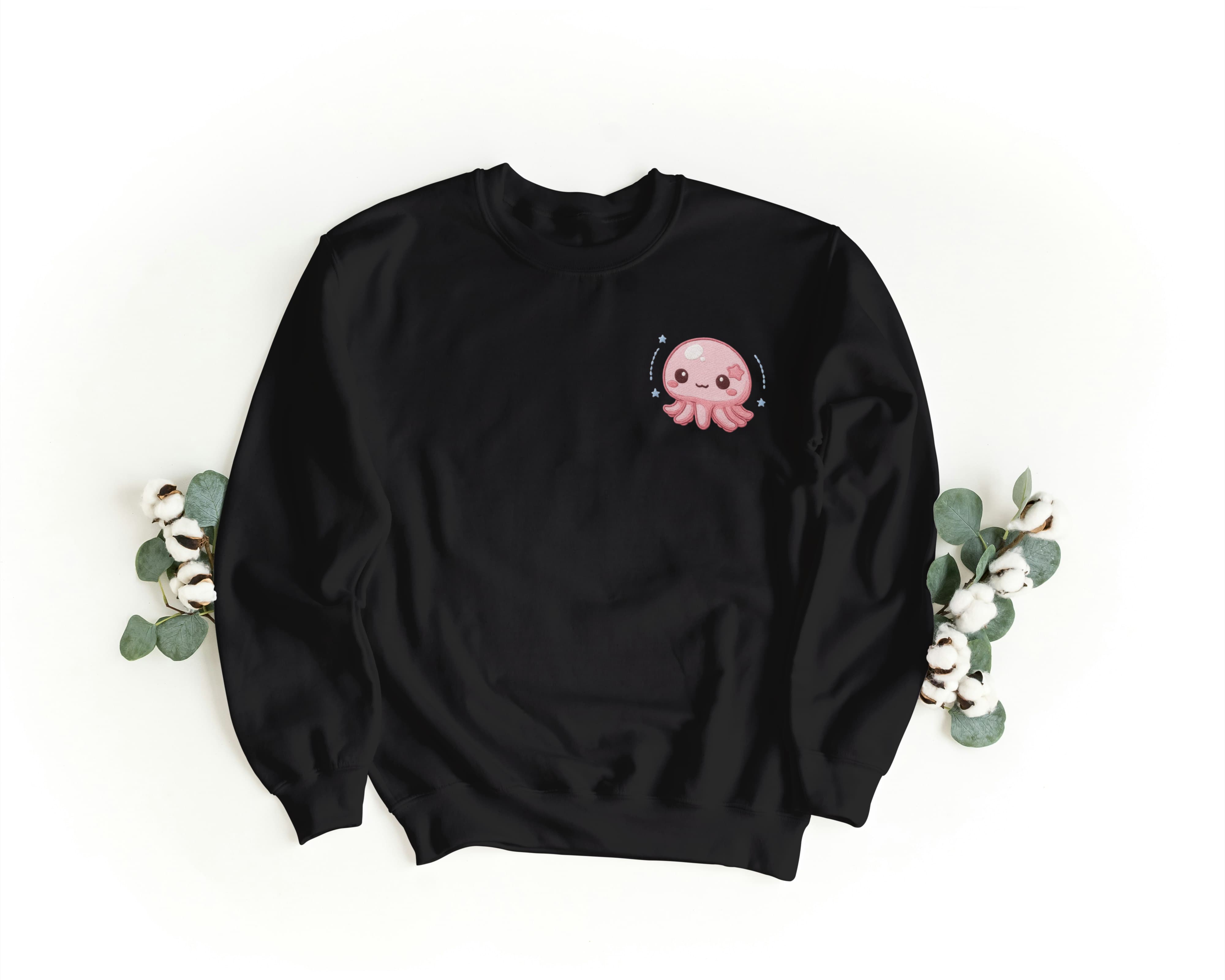 Felpa Ricamata Unisex a Girocollo – Morbida e Confortevole – Design Baby Polipetto-Biiply