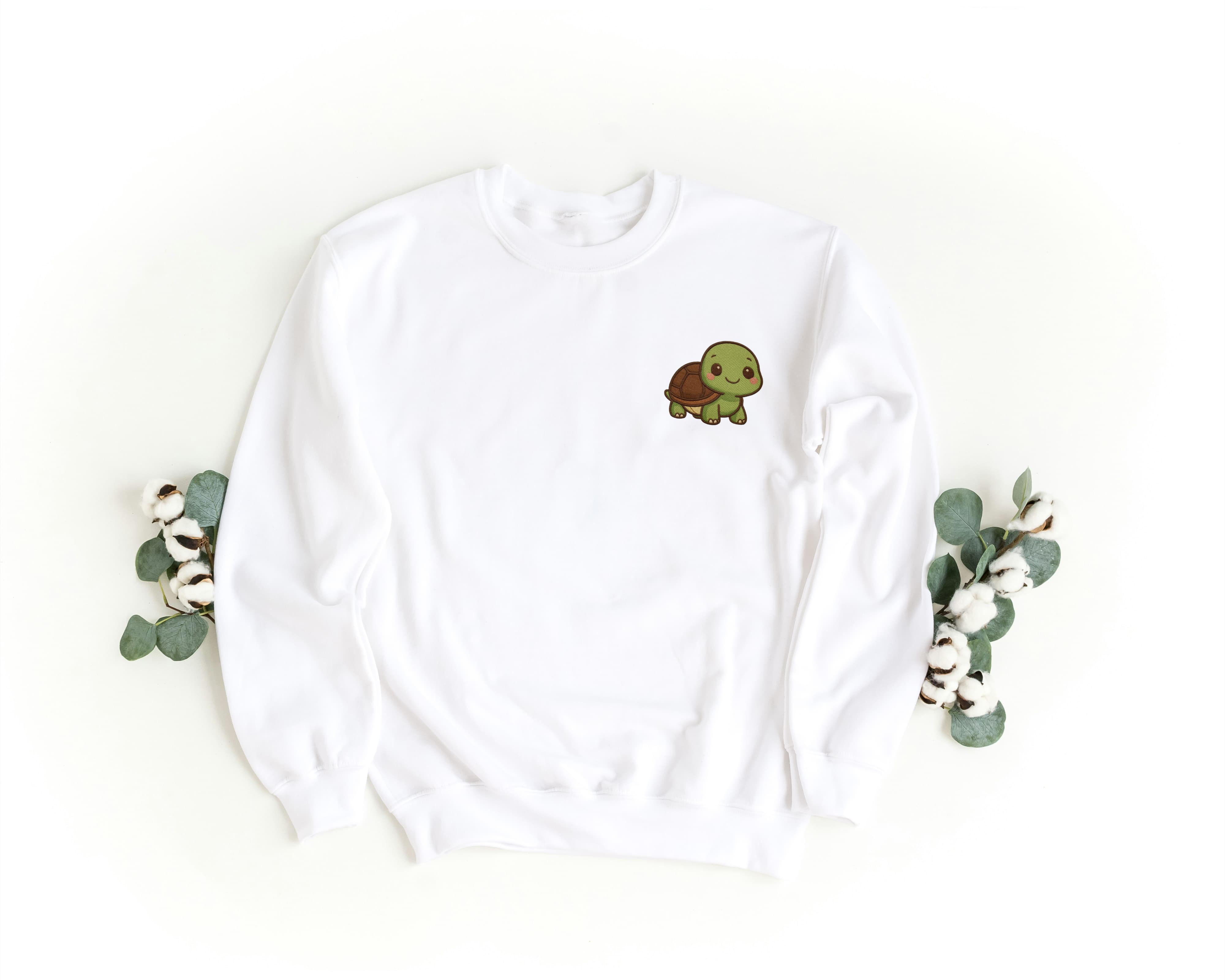 Felpa Ricamata Unisex a Girocollo – Morbida e Confortevole – Design Baby Testugine Cartoon-Biiply