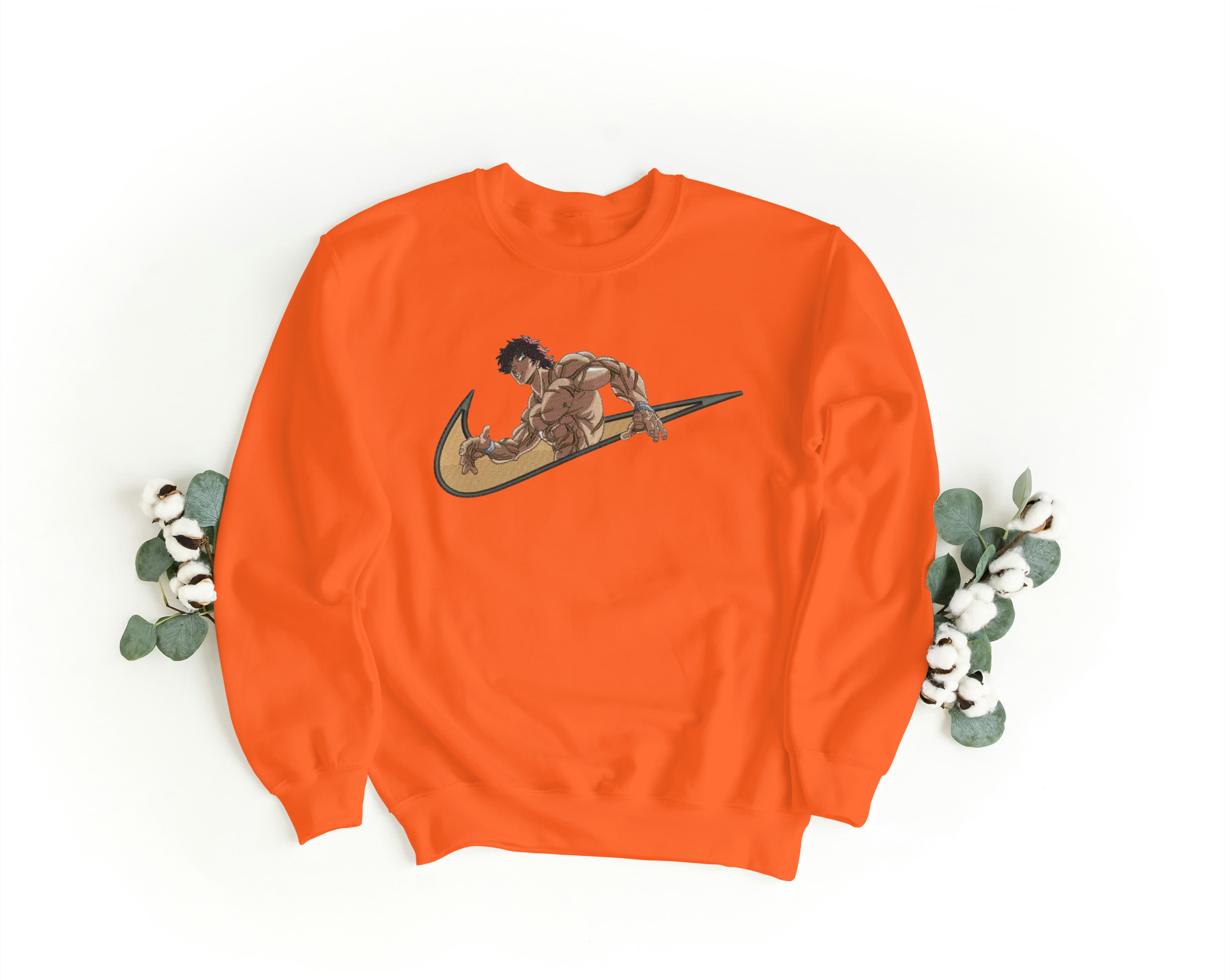 Felpa Ricamata Unisex a Girocollo – Morbida e Confortevole – Design Baki Swoosh-Biiply