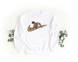 Unisex Crewneck Embroidered Sweatshirt – Soft and Comfortable – Baki Swoosh Design