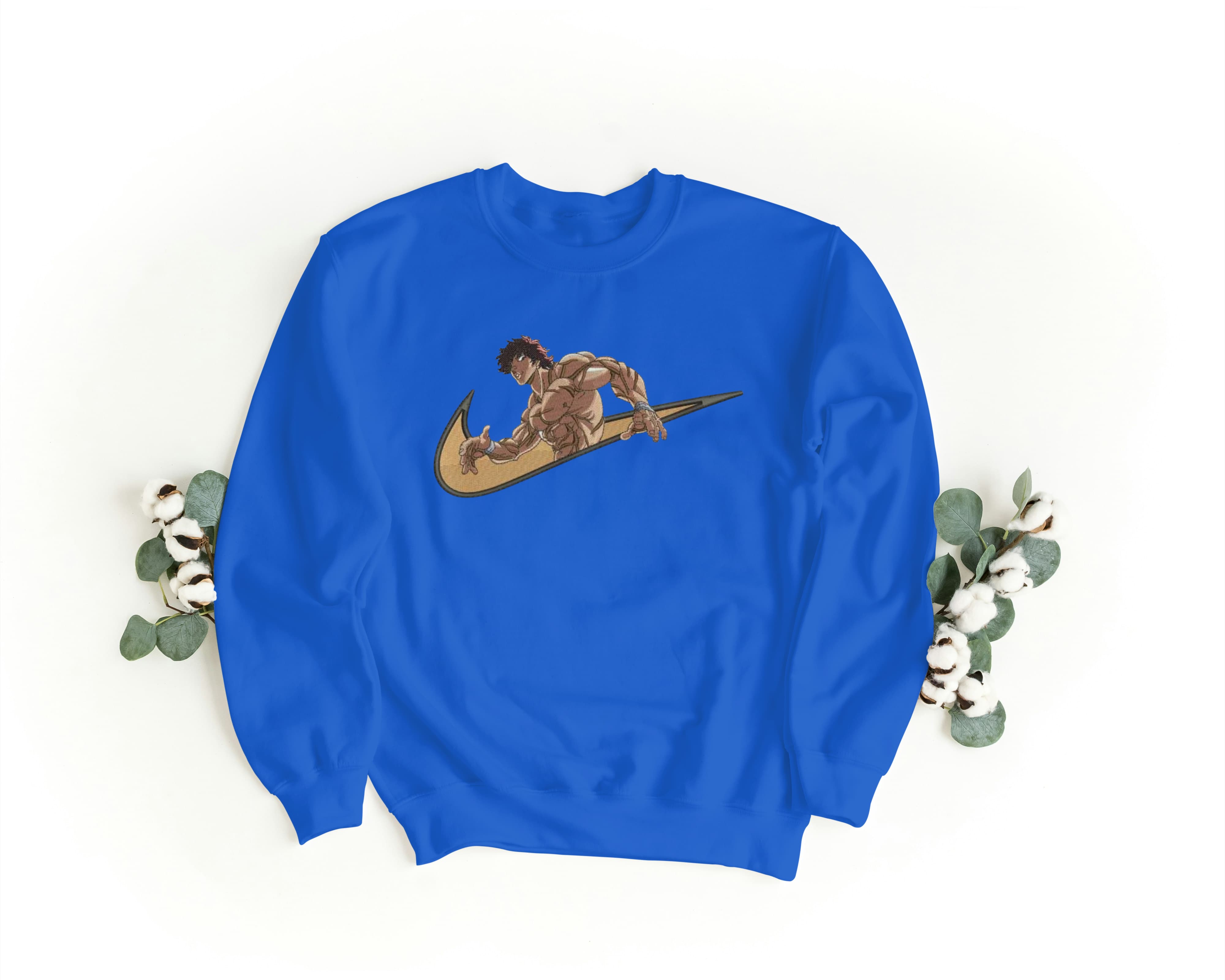 Felpa Ricamata Unisex a Girocollo – Morbida e Confortevole – Design Baki Swoosh-Biiply
