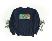 Felpa Ricamata Unisex a Girocollo – Morbida e Confortevole – Design Bulbasaur Charmander Squirtle-Biiply