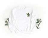 Sudadera bordada unisex de cuello redondo – Suave y cómoda – Diseño de cactus de sabana