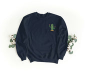 Felpa Ricamata Unisex a Girocollo – Morbida e Confortevole – Design Cactus Savana-Biiply