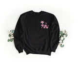 Sudadera unisex con cuello redondo bordada - Suave y cómoda - Diseño de Cherry Blossom