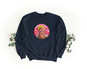 Felpa Ricamata Unisex a Girocollo – Morbida e Confortevole – Design Circle Doflamingo-Biiply