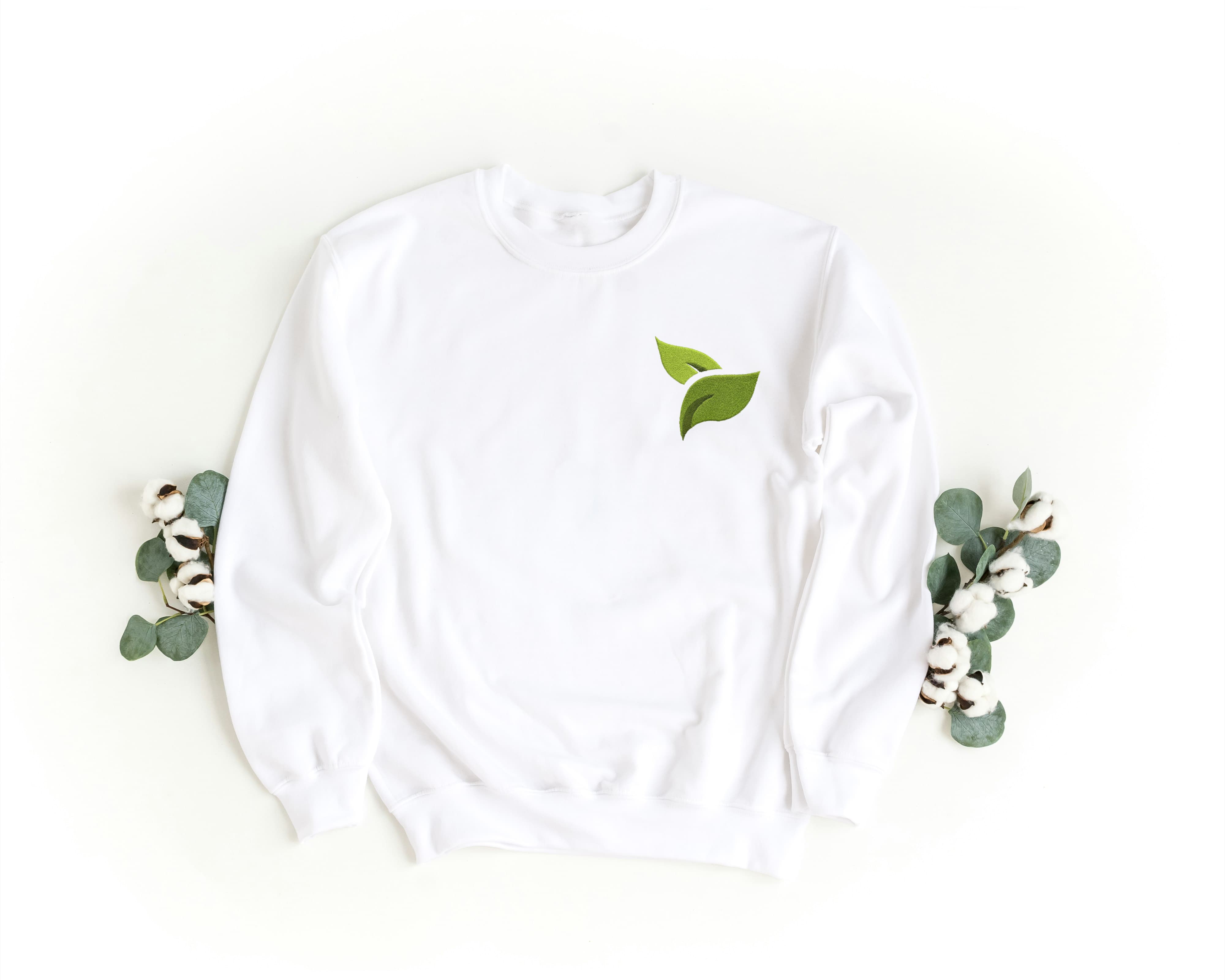 Felpa Ricamata Unisex a Girocollo – Morbida e Confortevole – Design Double Leaf-Biiply