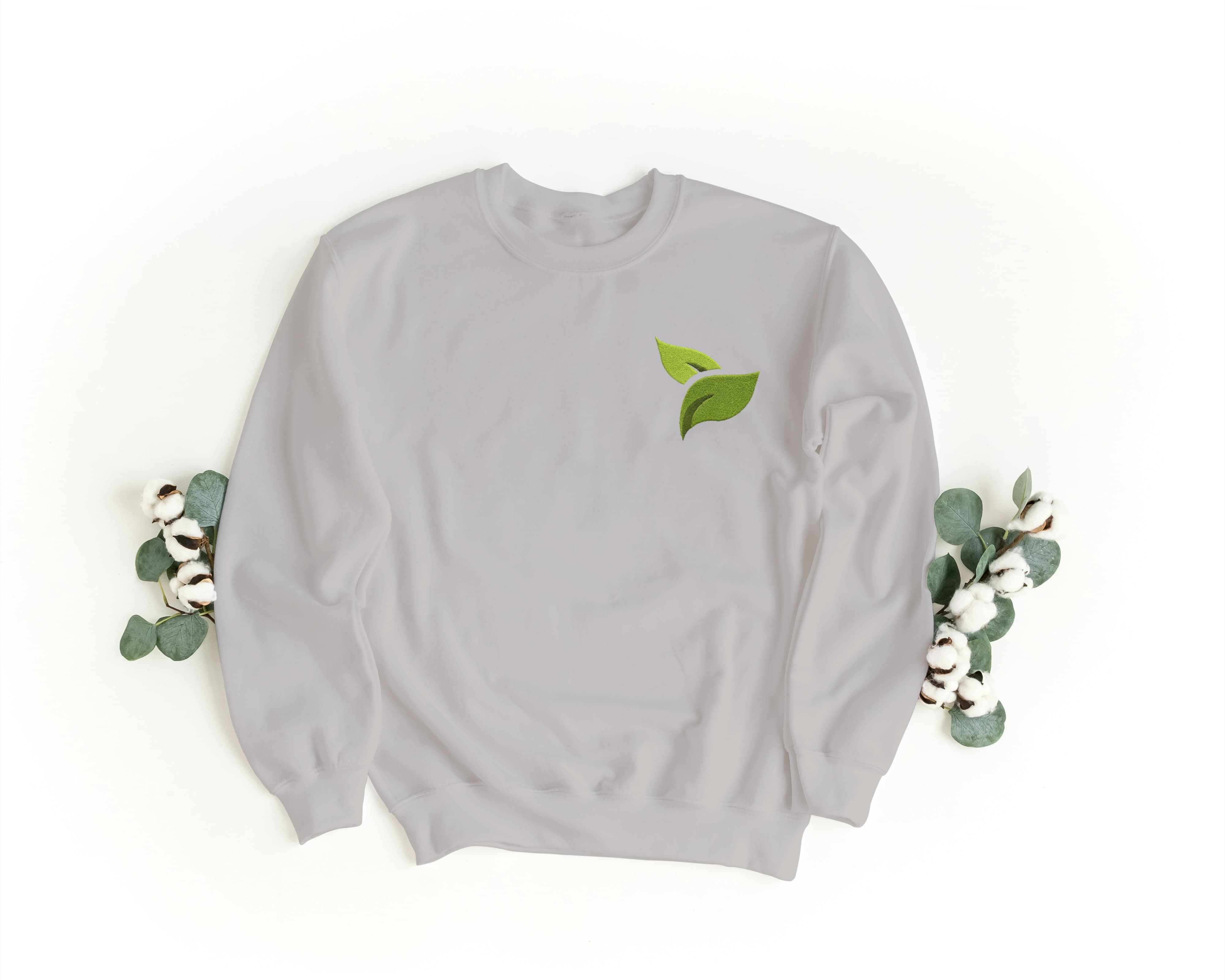 Felpa Ricamata Unisex a Girocollo – Morbida e Confortevole – Design Double Leaf-Biiply