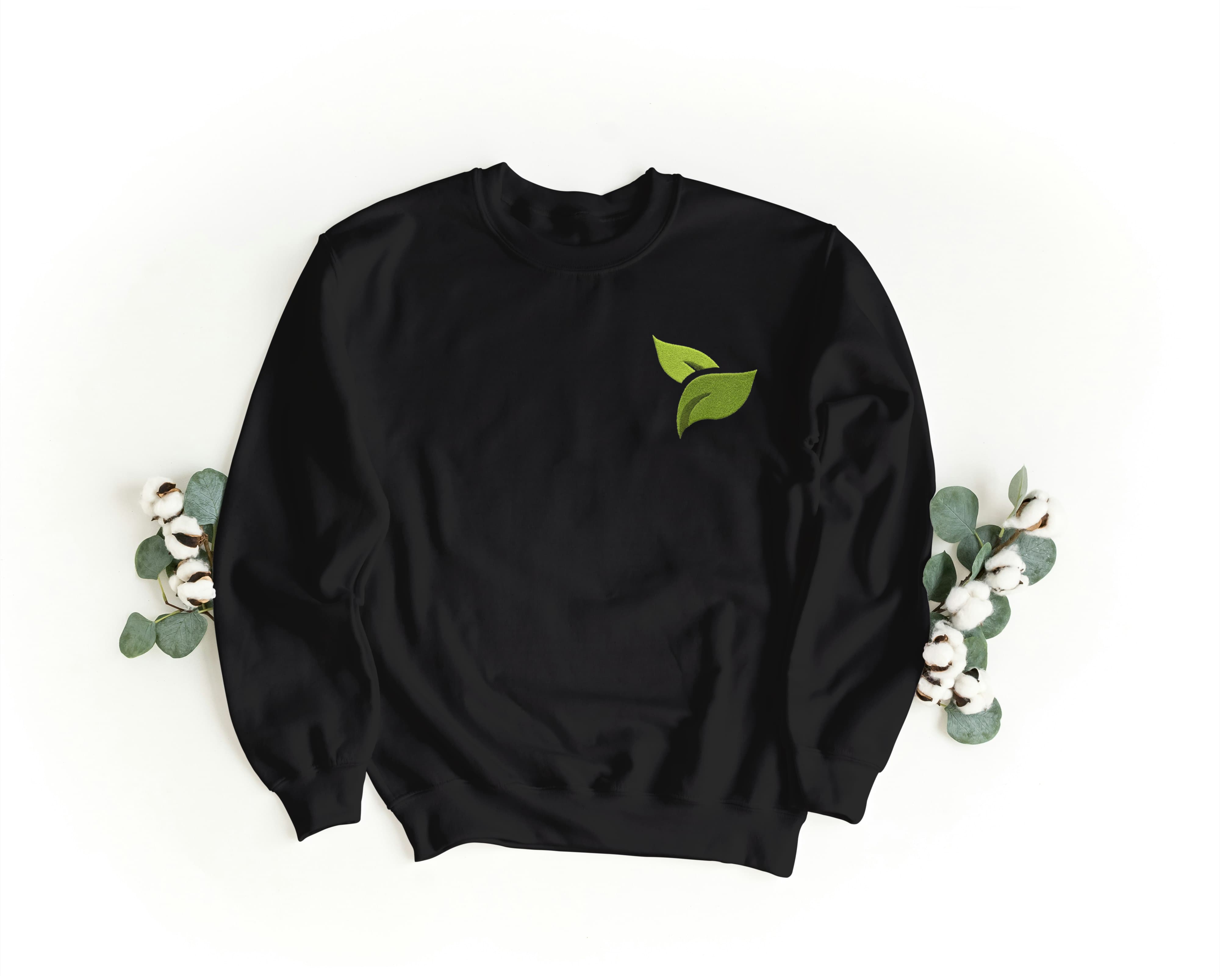 Felpa Ricamata Unisex a Girocollo – Morbida e Confortevole – Design Double Leaf-Biiply