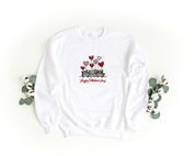 Felpa Ricamata Unisex a Girocollo – Morbida e Confortevole – Design Gatti Happy Valentines Day-Biiply