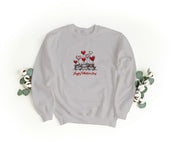 Felpa Ricamata Unisex a Girocollo – Morbida e Confortevole – Design Gatti Happy Valentines Day-Biiply